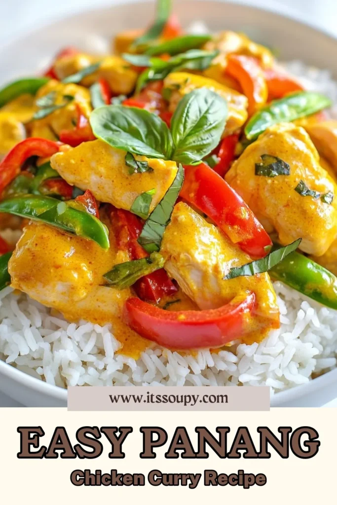 Discover the ultimate Panang chicken curry recipe that’s both quick and delicious! This easy Panang curry uses tender chicken thighs and creamy coconut milk for a delightful Thai chicken curry experience. Ready in just 25 minutes, it's perfect for busy weeknights. Serve this quick chicken curry over jasmine rice for a satisfying meal. Try this simple recipe today! #PanangChickenCurry #QuickChickenCurry #CoconutMilkCurry #EasyPanangCurry