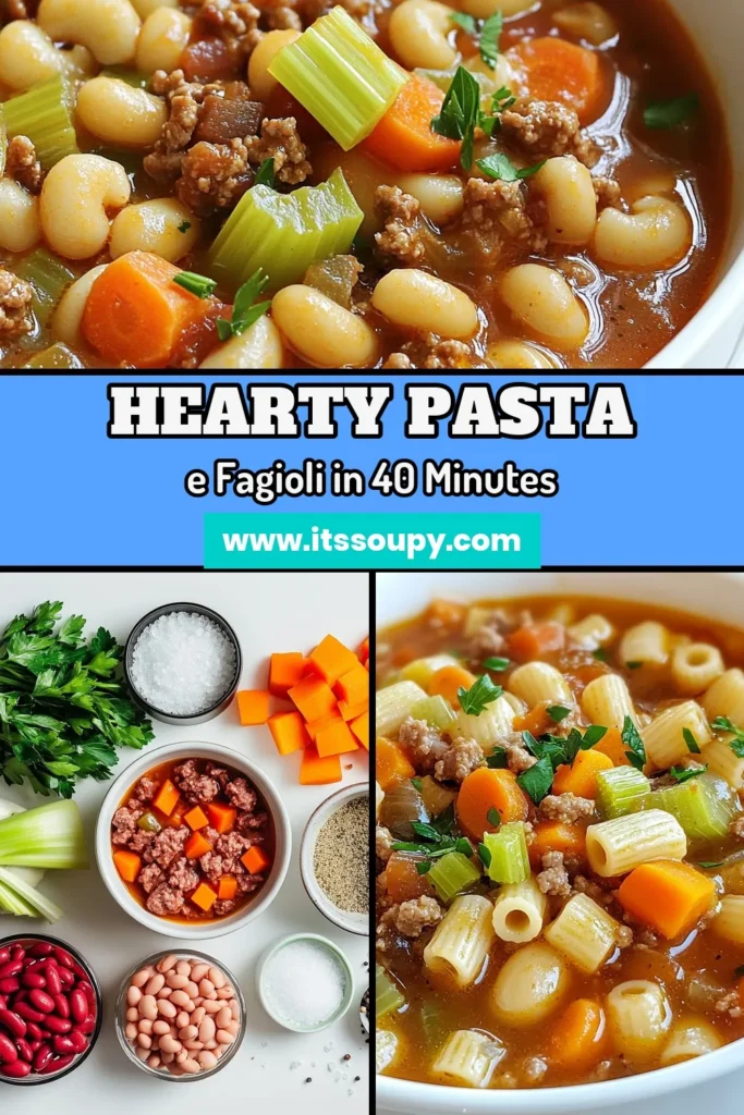 Craving a warm and satisfying meal? Try this Olive Garden Pasta e Fagioli recipe, a comforting soup recipe that combines hearty beans and pasta for the perfect Italian bean soup. This easy pasta soup is the ultimate cozy dish for any night. With simple ingredients and quick prep, you'll love the rich flavors and warmth it brings. Save this recipe for your next family dinner! #PastaEFagioli #ComfortFood #ItalianRecipes #SoupSeason