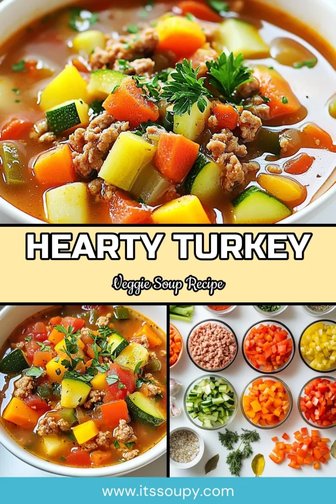 Warm up with this delicious ground turkey veggie soup, the perfect low-sodium vegetable soup that’s both healthy and satisfying. This easy turkey soup recipe combines lean ground turkey with fresh veggies for a nutritious meal everyone will love. Ideal for a quick weeknight dinner, this healthy turkey soup is a must-try! Save this veggie soup recipe today and enjoy a bowl of goodness! #GroundTurkeySoup #HealthyTurkeySoup #EasyTurkeySoupRecipe #VeggieSoupRecipe