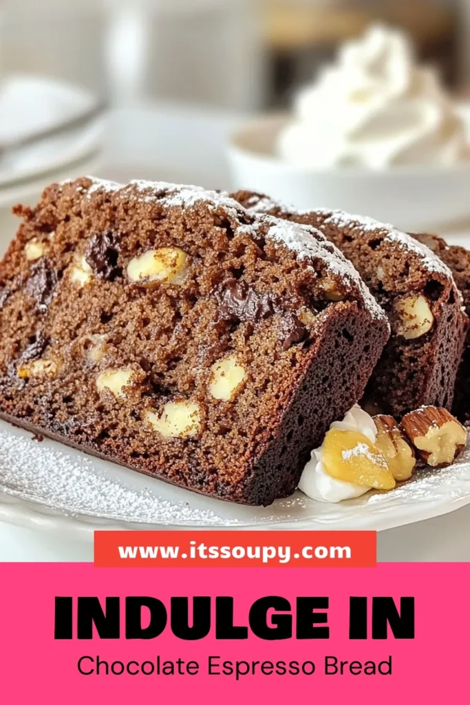 Indulge in this easy chocolate espresso banana bread recipe! With ripe bananas, rich chocolate chips, and a hint of espresso powder, this delightful treat is perfect for coffee lovers. Bake your own delicious espresso powder banana bread that the whole family will enjoy. Whether you're craving a sweet dessert or a breakfast delight, this chocolate chip banana bread is sure to impress. Try it today and save the recipe! #BananaBread #ChocolateEspresso #BakingRecipes #FoodieFavorites