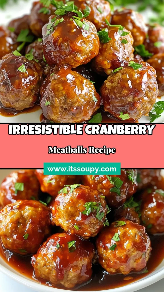 Try these delightful Holiday Cranberry Meatballs for your next gathering! This festive meatball recipe features tender homemade cranberry meatballs coated in a delicious cranberry sauce meatballs glaze, making it an easy meatball appetizer that guests will love. Perfect for holiday parties or family dinners, this dish combines savory and sweet flavors. Save this recipe and impress everyone at your next celebration! #CranberryMeatballs #HolidayAppetizers #FestiveRecipes #EasyMeatballs