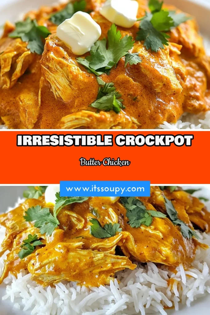 Discover the ultimate comfort food with this Crockpot Butter Chicken! This easy butter chicken recipe features tender, creamy chicken thighs cooked to perfection in your slow cooker. Using coconut milk for a rich flavor, this Butter Chicken with Coconut Milk is a must-try. Ideal for busy families, enjoy this delicious meal over basmati rice. Save this Slow Cooker Indian Chicken recipe for your next dinner! #CrockpotButterChicken #ButterChickenRecipe #SlowCookerIndianChicken #EasyDinnerIdeas