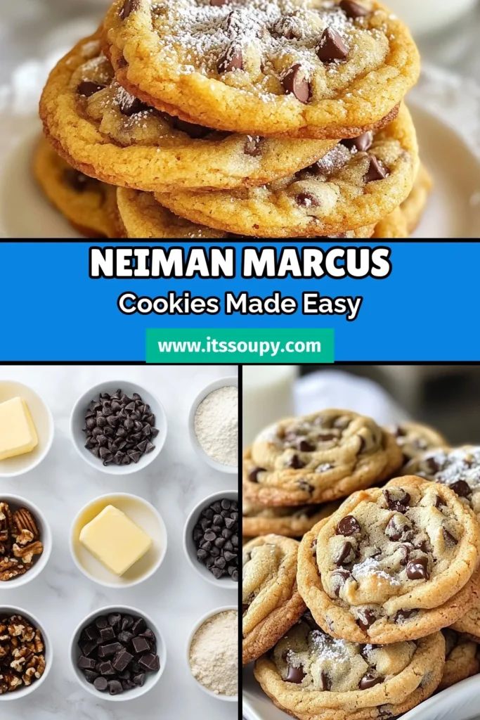 Indulge in the ultimate dessert experience with Neiman Marcus chocolate chip cookies! This gourmet chocolate chip recipe delivers decadent chocolate chip cookies that are perfect for any occasion. Bake these homemade cookie recipes to impress family and friends with classic chocolate chip cookies that are soft and delicious. Save this easy recipe to enjoy today! #ChocolateChipCookies #GourmetBaking #CookiesFromScratch #SweetTreats