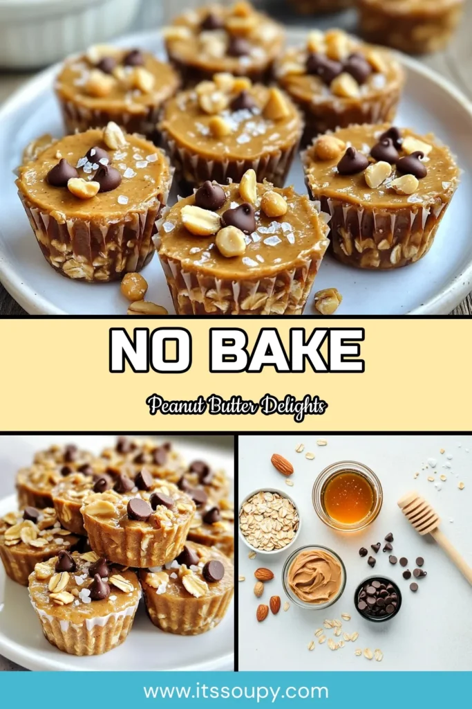 Indulge in these No-Bake Peanut Butter Oat Cups, the perfect healthy snack recipe that combines deliciousness with ease. Made with rolled oats, natural peanut butter, and mini chocolate chips, these quick dessert ideas are ideal for any occasion. Enjoy easy no-bake treats that are both satisfying and nutritious! Ready in just 40 minutes, these chocolate chip oat cups are perfect for on-the-go munching. Save this recipe for your next snack! #HealthySnacking #NoBakeTreats #DessertIdeas #PeanutButterOatCups