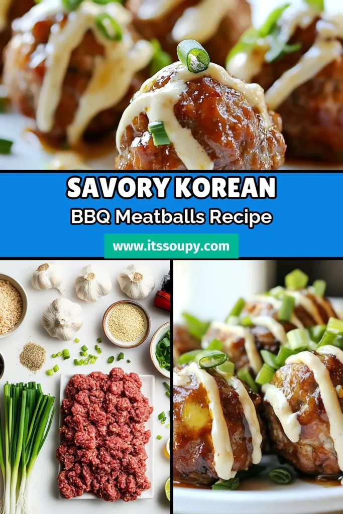 Discover the ultimate Korean BBQ meatballs recipe that will tantalize your taste buds! These savory ground beef meatballs are perfectly paired with a zesty spicy mayo that features a creamy Sriracha mayo sauce. Ideal for parties or a cozy dinner, this Asian meatball recipe is a flavorful twist on a classic favorite. Try it today and elevate your meal! Save this recipe for your next culinary adventure! #KoreanBBQ #Meatballs #SpicyMayo #AsianCooking