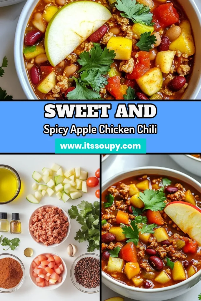 Warm up with this delicious apple chicken chili that's both healthy and easy to make! Packed with ground chicken, diced apples, and a blend of spices, this healthy chili recipe is perfect for cozy nights. Discover the perfect balance of sweet and savory with this unique twist on chili. Try this easy chili recipe tonight and explore more ground chicken recipes and apple recipes. Save this post for later! #AppleChickenChili #HealthyChiliRecipe #GroundChickenRecipes #EasyChiliRecipe