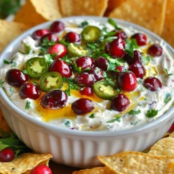 To create the Sweet & Spicy Cranberry Jalapeño Dip, gather these ingredients: - 12 oz fresh or frozen cranberries - 1 cup diced fresh jalapeños (remove seeds for less heat) - 1 cup cream cheese, softened - 1/2 cup sour cream - 1/4 cup honey - 1/4 cup chopped fresh cilantro - 1 teaspoon garlic powder - 1 teaspoon onion powder - Salt and pepper to taste - Tortilla chips or crackers for serving Each item plays a role in making the dip tasty. The cranberries bring a tart flavor. Jalapeños add heat, while cream cheese and sour cream give it a creamy texture. Honey balances the spice with sweetness. Fresh cilantro adds a pop of color and freshness. You can tweak this recipe to match your taste. Here are some optional ingredients: - 1/2 cup diced red bell pepper for sweetness - 1 tablespoon lime juice for a tangy twist - 1/2 cup shredded cheddar cheese for extra creaminess - Sliced green onions for garnish These additions can change the dip's flavor and look. Mix and match based on what you like or have at home. If you can't find some ingredients, here are easy swaps: - Use Greek yogurt instead of sour cream for a lighter dip. - Swap honey with maple syrup if you want a vegan option. - Try goat cheese instead of cream cheese for a tangy flavor. These substitutions keep the dip delicious while allowing you to use what you have. Don't be afraid to experiment! {{ingredient_image_1}} First, grab a medium saucepan. Add the cranberries and a splash of water. Turn the heat to medium. Stir often for about 5-7 minutes. You want the cranberries to start bursting. This gives us a nice, juicy base. After that, add the diced jalapeños to the pan. Cook for another 3 minutes until they soften. This step builds the dip's sweet and spicy flavor. Once done, remove the pan from the heat and let it cool for a few minutes. While the cranberry mixture cools, get a large bowl. Add the softened cream cheese, sour cream, honey, garlic powder, and onion powder. Don’t forget a pinch of salt and pepper! Mix everything until it’s smooth and creamy. This base is rich and blends well with the cranberries. It forms a perfect backdrop for the dip. Now it’s time to mix! Fold the cooled cranberry and jalapeño mixture into the cream cheese base. Add the chopped cilantro next. This adds freshness and color. Stir gently but well until everything is evenly mixed. Taste the dip and adjust if needed. Maybe add more honey for sweetness or a bit more salt. Once satisfied, transfer the dip to a serving bowl. Cover it with plastic wrap and chill in the fridge for at least 30 minutes. This helps all the flavors blend beautifully. Serve it cold or at room temperature with tortilla chips or crackers. Enjoy your sweet and spicy creation! To get the best taste from your dip, balance sweet and spicy. Start with fresh cranberries for a bright flavor. If you want more heat, keep some jalapeño seeds in the mix. Add honey slowly, tasting as you go. This way, you can adjust sweetness to your liking. A pinch of salt enhances all the flavors. Don’t forget to mix in fresh cilantro, which gives a fresh touch. This dip is great with tortilla chips or crackers. Try serving it with fresh veggies for a healthy twist. You can also use pita chips for a different crunch. If you want to impress friends, serve it in a fancy bowl. Adding a sprinkle of cilantro on top makes it look pretty. Pair the dip with a cold drink to cool off the spice. You can easily make this dip ahead of time. Prepare it a day before your event and chill it overnight. The flavors blend better when it sits. Just cover the dip tightly with plastic wrap to keep it fresh. When it’s time to serve, take it out of the fridge and enjoy. This way, you can focus on your guests and not just the food. Pro Tips Fresh or Frozen Cranberries: Using fresh cranberries will give you a brighter flavor, but frozen cranberries work well too. Just make sure to thaw them completely before cooking. Adjusting Heat: If you prefer a milder dip, be sure to remove all the seeds and membranes from the jalapeños. For more heat, leave some seeds in. Chill for Flavor: For the best flavor, let the dip chill in the refrigerator for at least 30 minutes. This allows all the ingredients to meld beautifully. Serving Suggestions: This dip pairs excellently with tortilla chips, but you can also serve it with fresh veggies like cucumber or bell pepper slices for a healthier option. {{image_2}} If you crave heat, add more jalapeños. Use two cups of diced jalapeños. Keep the seeds for extra spice. This twist will make your taste buds dance! Just remember to adjust the honey. You want a balance of sweet and spicy. You can also try adding a pinch of cayenne pepper for more kick. For a sweeter dip, try adding fruit. Chopped apples or pears work well. You can even mix in some crushed pineapple. These fruits will add delicious sweetness and texture. Just be sure to reduce the honey a bit. This version is perfect for fruit lovers! To make a low-calorie dip, use Greek yogurt instead of cream cheese. This keeps it creamy but cuts calories. For a vegan option, replace cream cheese with a nut-based cream. Use maple syrup instead of honey for sweetness. These changes let everyone enjoy the dip! To keep your Sweet & Spicy Cranberry Jalapeño Dip fresh, store it in an airtight container. Make sure the lid is tight. This helps keep out air and moisture. The dip can last up to five days in the fridge. If you have leftovers, do not leave them out for long. Always store them in the fridge right after serving. You can freeze this dip too. First, let it cool to room temperature. Then, transfer it to a freezer-safe container. Leave some space at the top for expansion. Seal it well to avoid freezer burn. The dip can last up to three months in the freezer. When you're ready to eat it, thaw it overnight in the fridge. When reheating, be gentle. You want to warm it, not cook it again. You can use a microwave or a saucepan. If using a microwave, heat in short bursts, stirring in between. If using a saucepan, heat it over low heat. Stir often until it’s warm. Serve it again with fresh tortilla chips or crackers. Enjoy that sweet and spicy flavor! Yes, you can use canned cranberries. They save time and are easy to find. However, fresh cranberries give the dip a brighter taste. If you use canned, drain them well to avoid extra liquid. You may want to adjust the honey for sweetness too. You can serve this dip with tortilla chips or crackers. Fresh veggies like carrots and bell peppers also work great. For a fun twist, try using pita chips or bread slices. They all add a nice crunch and soak up the flavors well. The dip lasts about 3 to 5 days in the fridge. Keep it in a sealed container to maintain its freshness. If you notice any change in smell or color, it's best to throw it out. Yes, you can make this dip ahead of time. Prepare it a day before your event and store it in the fridge. This helps the flavors blend well. Just remember to let it chill for at least 30 minutes before serving. This article covered the essential ingredients and steps to make a tasty dip. You learned how to cook the cranberry and jalapeño mix, prepare the cream cheese, and chill the dip. I shared tips to enhance the flavor and ideas for serving. You can even customize the dip with different ingredients. Remember to store leftovers properly and think about reheating methods. With these insights, you can create a delicious dip for any occasion. Enjoy impressing your friends and family with your new skills!