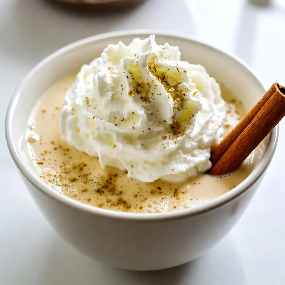 To make a rich and creamy eggnog punch, gather these main ingredients: - 4 cups whole milk - 2 cups heavy cream - 1 cup granulated sugar - 6 large eggs - 1 tablespoon vanilla extract - 1 teaspoon ground nutmeg - 1 teaspoon ground cinnamon - 1/2 teaspoon salt These ingredients create a smooth, sweet base. The eggs bring richness. The milk and cream add creaminess. Sugar sweetens the drink, while spices give it that classic eggnog flavor. You can elevate your eggnog punch with these optional garnishes: - Whipped cream (for garnish) - Nutmeg shavings (for garnish) - Cinnamon sticks (for garnish) These garnishes add flavor and a nice touch. They make your punch look festive. You can also try adding a splash of rum or bourbon for adults. If you have dietary needs, here are some substitutions: - Use almond milk or oat milk for a dairy-free version. - Replace heavy cream with coconut cream for a lighter option. - Use a sugar substitute like stevia if you want to cut down on sugar. These swaps keep your eggnog punch tasty while meeting your needs. Always taste as you go to ensure the flavors blend well. {{ingredient_image_1}} Start by cracking six large eggs into a big bowl. Add one cup of granulated sugar. Whisk them together until the mix looks pale and fluffy. This step is key. It makes your eggnog rich and smooth. You want a nice, creamy base for your punch. Now, grab a saucepan. Pour in four cups of whole milk and two cups of heavy cream. Add one teaspoon of ground nutmeg, one teaspoon of ground cinnamon, and half a teaspoon of salt. Heat this on medium. Stir it gently until it’s warm but not boiling. The spices will fill your kitchen with a festive scent! Take the warm milk mix and slowly pour it into the egg mixture. Make sure to whisk while you pour. This helps temper the eggs and keeps them from cooking too fast. Once it’s all mixed, return it to the saucepan. Cook on low heat and stir constantly for about seven to ten minutes. You want it to thicken a bit but not boil. When it’s done, remove it from heat and stir in one tablespoon of vanilla extract. Let it cool completely before serving. To make smooth eggnog, follow these steps: - Whisk the eggs and sugar well until they turn pale. This adds air and texture. - Heat the milk and cream slowly. Don’t let it boil, or the mix can curdle. - Pour the warm milk mix into the egg mix slowly, whisking all the time. This helps to gently warm the eggs. - Cook on low heat until it thickens slightly. Stir constantly to keep it smooth. For the best serving experience, keep these tips in mind: - Chill the eggnog punch before serving. This keeps it refreshing and cool. - Use a large punch bowl for easy access. Guests can help themselves! - Ladle the eggnog into cups, leaving enough space for whipped cream on top. - Add garnishes like nutmeg shavings or cinnamon sticks just before serving to keep them fresh. Avoid these common pitfalls when making eggnog: - Don’t rush the cooking process. Low heat is key to a smooth texture. - Always whisk constantly when combining warm and cold mixes. This prevents lumps. - If the eggnog thickens too much, you can whisk in a little cold milk to loosen it. - Taste as you go! Adjust sweetness or spices to suit your preference. Pro Tips Use Fresh Eggs: Fresh eggs will enhance the richness and flavor of your eggnog punch, providing a smoother texture. Chill the Mixture: Allow the eggnog to cool completely before serving. This will help the flavors meld together and make for a refreshing drink. Experiment with Spices: Feel free to adjust the spices to your taste. Adding a dash of cloves or allspice can give your eggnog a unique twist. Presentation Matters: For a festive touch, serve your eggnog punch in a beautiful punch bowl and garnish creatively with whipped cream and spices. {{image_2}} Eggnog punch is a great base for fun twists. You can add flavors like chocolate or coffee. For a chocolate version, mix in cocoa powder or chocolate syrup. A splash of coffee gives a nice kick. You can also use flavored extracts, like almond or coconut, to change the taste. You can serve eggnog punch with or without alcohol. For an alcoholic drink, add spiced rum or bourbon. About one cup of alcohol per batch works well. If you want a non-alcoholic punch, skip the booze and use extra spices. This way, everyone can enjoy the drink. Get creative with seasonal flavors! In fall, try adding pumpkin spice. For winter, peppermint can be a fun twist. You can even make a tropical version with coconut milk and pineapple juice for summer. Just think about the season and let your imagination run wild! To store leftover eggnog punch, place it in an airtight container. Make sure to seal it well. This keeps the punch fresh and tasty. You can also use a large pitcher with a lid. Always refrigerate the eggnog punch right away. This helps maintain its creamy texture and rich flavor. You can easily make eggnog punch ahead of time. Prepare the punch and let it cool fully. Then, store it in the fridge for up to two days. This gives the flavors time to blend and deepen. Before serving, stir it well and add fresh whipped cream on top. Garnish with nutmeg or cinnamon sticks right before serving. Eggnog punch lasts about three days in the fridge. Look for signs of spoilage before drinking. If it smells sour or has a strange texture, toss it out. You might also see separation in the liquid. This means it’s best not to drink it. Always trust your senses when enjoying this festive drink! Yes, you can make Eggnog Punch ahead of time. It chills well in the fridge. I suggest preparing it a day before your party. This way, the flavors blend nicely. Just remember to stir it before serving. Serve Eggnog Punch in a festive punch bowl or large pitcher. Use a ladle to pour it into cups. Top each cup with whipped cream for a creamy touch. Add nutmeg shavings or a cinnamon stick for extra flair. You can keep Eggnog Punch in the fridge for up to three days. After that, the freshness starts to fade. Always check for any changes in smell or texture before serving. Yes, you can adjust the sweetness. If you want less sugar, start with half the amount. Taste the mixture as you go. Add more sugar if needed. This way, you can make it just right for your taste buds. In this blog post, I shared how to make a delicious eggnog punch. We discussed the key ingredients and how to enhance the flavor through garnishes. I provided easy steps to prepare the drink and tips for a smooth texture. You learned how to store leftovers and the variations you can try. Eggnog punch is a fun treat for gatherings. Whether classic or creative, you can adjust it to fit your taste. Enjoy this festive drink many times this season!