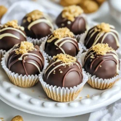 - 1 cup ginger snap cookies, crushed - 1/2 cup cream cheese, softened - 1/4 cup powdered sugar - 1 teaspoon ground ginger - 1/2 teaspoon ground cinnamon - 1/4 teaspoon nutmeg - 1/4 teaspoon allspice - 1/4 cup dark chocolate chips (for coating) - 2 tablespoons white chocolate chips (for drizzling, optional) - Sea salt for garnish Each ingredient adds a special touch to these truffles. The crushed ginger snap cookies bring a sweet and spicy flavor. Cream cheese gives a creamy texture that binds the mixture. Powdered sugar adds sweetness without making it grainy. Ground ginger, cinnamon, nutmeg, and allspice give the truffles their warm holiday taste. Dark chocolate chips coat the truffles, creating a rich layer. White chocolate chips can add a lovely drizzle if you want. Sea salt on top balances the sweetness and adds a burst of flavor. You can swap out ginger snap cookies for other cookies, like vanilla wafers, if needed. For a dairy-free option, use vegan cream cheese. If you want less sweetness, reduce the powdered sugar. Dark chocolate can change to milk chocolate if you prefer it sweeter. Lastly, skip the white chocolate drizzle if you want a simpler treat. {{ingredient_image_1}} First, grab a large mixing bowl. Add 1 cup of crushed ginger snap cookies to the bowl. Next, mix in 1/2 cup of softened cream cheese. Then, add 1/4 cup of powdered sugar. Now, sprinkle in 1 teaspoon of ground ginger, 1/2 teaspoon of cinnamon, 1/4 teaspoon of nutmeg, and 1/4 teaspoon of allspice. Use a spatula or your hands to mix everything together. You want a dough-like texture that sticks together well. Once your dough is mixed, it’s time to shape the truffles. Pinch off small amounts of the mixture. Roll each piece into a ball, about 1 inch wide. Place each ball on a baking sheet lined with parchment paper. Make sure to leave space between them. This step is great for making sure they don’t stick together. Now, let’s melt the chocolate. Take 1/4 cup of dark chocolate chips and put them in a microwave-safe bowl. Microwave them in 30-second bursts. Stir between each burst until smooth. This keeps the chocolate from burning. After melting, dip each truffle in the chocolate. Use a fork to help coat them evenly. Place the coated truffles back on the parchment paper. If you like, melt 2 tablespoons of white chocolate chips for drizzling. Drizzle this over the coated truffles for extra flair. Then, sprinkle a tiny pinch of sea salt on top. This adds a nice contrast to the sweet chocolate. Finally, place the truffles in the fridge for about 30 minutes. This helps them set and makes them easier to eat. To get the right texture for your truffles, mix the cookie crumbs and cream cheese well. You want a dough that holds together. If it's too dry, add a bit more cream cheese. If too wet, add more crushed cookies. Always roll the truffles into balls about 1 inch wide. This size helps them chill faster and stay firm. For a smooth chocolate coating, melt your dark chocolate chips slowly. Use short bursts in the microwave, stirring in between. This method helps prevent burning. Dip each truffle fully in the melted chocolate. Use a fork to lift and shake off excess chocolate. Place them on parchment paper gently to avoid mess. To take your truffles up a notch, consider adding zest from an orange or lemon. The citrus will brighten up the spices. You can also mix in a touch of vanilla extract for warmth. For a fun twist, add crushed nuts or mini chocolate chips into the dough. This will give added texture and flavor bursts in every bite. Pro Tips Chill the Dough: Make sure to chill the truffle mixture for at least 15 minutes before rolling. This helps them hold their shape better while forming the balls. Quality Chocolate: Use high-quality dark chocolate for coating to enhance the flavor of the truffles. It makes a huge difference in taste. Experiment with Toppings: Feel free to get creative with toppings! Chopped nuts, crushed peppermint, or even coconut flakes can add an exciting twist. Store Properly: Keep the truffles in an airtight container in the fridge to maintain freshness. They can last up to a week if stored correctly. {{image_2}} You can boost the flavor of these truffles in fun ways. Try adding a splash of vanilla extract for warmth. You can also mix in some finely chopped candied ginger for a zesty kick. If you love nuts, crushed walnuts or pecans add nice texture and flavor. While dark chocolate is great, you can switch it up. Use white chocolate for a sweeter touch. Or, roll the truffles in cocoa powder for a rich, chocolatey look. You could also coat them in crushed nuts or sprinkles for added fun. To make these truffles vegan, swap cream cheese for a vegan option like cashew cream. Use dairy-free chocolate chips for coating. This way, you keep all the flavors without the dairy. These truffles will still taste amazing and be a hit at any holiday gathering! You can store your no-bake gingerbread truffles in an airtight container. Place them in the fridge to keep them fresh. Make sure to layer them with parchment paper to avoid sticking. They stay soft and tasty this way. To freeze, first, place the truffles on a baking sheet. Make sure they are not touching. Freeze for about an hour until solid. Then, transfer them to a freezer-safe bag or container. They can last up to three months in the freezer. These truffles last for about a week in the fridge. To keep them fresh, check for any signs of spoilage. If they smell off or feel too soft, it’s time to toss them. Enjoy them while they are at their best! Yes, you can use other cookies. Try gingersnaps or even chocolate cookies. Each will change the taste. Choose a cookie that you enjoy. The flavor will be different but still tasty. You can make these truffles up to three days in advance. After forming the truffles, chill them. Then, store them in an airtight container. Keep them in the fridge until you are ready to serve. If you need an alternative, try Greek yogurt. It gives a similar texture but tastes lighter. You can also use vegan cream cheese for a dairy-free option. Each choice will add a unique flavor. To melt chocolate smoothly, use a microwave-safe bowl. Heat in 30-second bursts, stirring in between. This keeps the heat even. You can also add a small amount of oil. It helps the chocolate melt smoothly without clumping. You learned about the key ingredients in truffles and how to mix the dough. We also covered rolling, coating, and setting the truffles perfectly. I gave tips on texture, coating, and flavor boosts. You saw variations for different tastes, like vegan options. Lastly, I shared smart storage tips to keep your truffles fresh. Make these truffles your way and enjoy every bite. Experiment with flavors, and have fun!