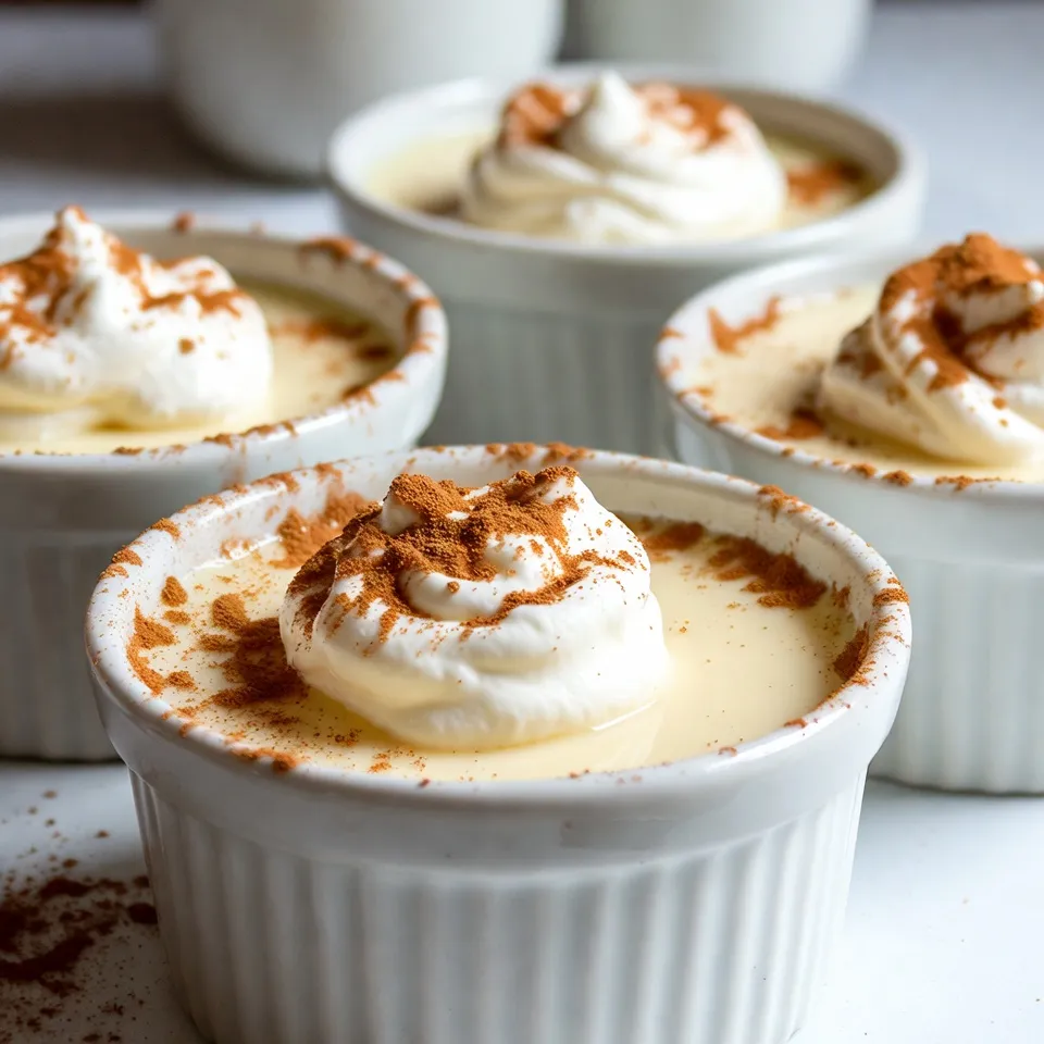 To make this rich and creamy dessert, gather these simple ingredients: - 2 cups eggnog (store-bought or homemade) - 1 cup heavy cream - 1/4 cup sugar - 3 teaspoons gelatin powder - 5 tablespoons cold water - 1 teaspoon vanilla extract - 1/2 teaspoon ground nutmeg - Whipped cream (for topping) - Ground cinnamon (for garnish) Choosing the best ingredients makes a big difference. Start with fresh eggnog. If you can, opt for homemade. This adds a special touch. Look for heavy cream with a high fat content. This helps create a rich texture. When picking sugar, granulated works best. Ensure your gelatin powder is fresh for the best set. Lastly, use whole spices for nutmeg. Grating it fresh really boosts the flavor. You can easily adjust this recipe for different diets. For a dairy-free version, try coconut milk instead of heavy cream. Use almond milk or oat milk in place of eggnog. For a vegan option, replace gelatin with agar-agar. Follow the package instructions for the right amount. If you're avoiding sugar, consider using a sugar substitute. Always check that your choices fit your dietary needs. {{ingredient_image_1}} Making eggnog panna cotta is fun and easy. First, you need to bloom the gelatin. Take a small bowl and sprinkle 3 teaspoons of gelatin powder over 5 tablespoons of cold water. Let it sit for about 5 minutes. This step is key to a smooth panna cotta. Next, grab a medium saucepan. Combine 2 cups of eggnog, 1 cup of heavy cream, and 1/4 cup of sugar in it. Heat over medium. Stir it often until it is about to simmer. Be careful not to let it boil. Once it’s hot, remove the saucepan from heat. Stir in the bloomed gelatin. Make sure it dissolves completely. Now, add 1 teaspoon of vanilla extract and 1/2 teaspoon of ground nutmeg. Mix well to blend all the flavors. Now, pour this creamy mixture into serving glasses or ramekins. Fill them about 3/4 full. Then, place them in the fridge. Let them chill for at least 4 hours or until set. After they set, top each panna cotta with a dollop of whipped cream. Sprinkle a little ground cinnamon on top for a festive touch. Visual aids can help a lot in cooking. You can take pictures or videos at each step. Show the blooming gelatin, the simmering mix, and the final product. This can guide others as they make their panna cotta. Avoid these common mistakes for the best panna cotta: - Don’t skip blooming the gelatin. If you do, your panna cotta won’t set well. - Do not boil the eggnog mix. Boiling can change the flavors and texture. - Ensure the gelatin dissolves fully. Undissolved gelatin creates lumps in your dessert. - Don’t rush the chilling time. Patience is key for it to set properly. By following these steps and tips, you can create a rich and creamy eggnog panna cotta that will delight your holiday guests! To get a smooth panna cotta, use high-quality gelatin. I prefer powdered gelatin for its ease. Here’s how to use it: - Sprinkle gelatin over cold water. - Let it sit for five minutes to bloom. While cooking the eggnog and cream, keep the heat low. Stir gently to avoid bubbles. If it simmers too much, your panna cotta may become grainy. For richer flavors, try adding a pinch of salt. It enhances the sweet notes. You can also play with spices such as cinnamon or vanilla. Here are some ideas: - Swap out nutmeg for ground ginger for a spicy kick. - Add a splash of bourbon for a grown-up twist. Each flavor change can add a delightful surprise to your dessert. Serving your panna cotta in clear glasses is a great choice. It shows off the creamy texture. Here’s how to make it look fancy: - Top with freshly whipped cream for a fluffy finish. - Dust ground cinnamon on top for color. - Add a sprig of mint for a pop of green. These small touches can make your dessert look stunning and festive. Pro Tips Perfectly Bloom the Gelatin: Ensure that the gelatin is fully bloomed by allowing it to sit in cold water for the recommended time. This will prevent clumps in your panna cotta. Control the Heat: When heating the eggnog and cream mixture, keep the temperature just below boiling to avoid curdling the eggs in the eggnog. Chill Efficiently: For quicker setting, place the panna cotta in a colder section of the refrigerator, but ensure it’s not too cold to avoid freezing. Garnish with Flair: Use freshly grated nutmeg or cinnamon for a more aromatic finish and a touch of elegance to your dessert presentation. {{image_2}} You can make eggnog panna cotta even more fun by adding new flavors. Try using chocolate or coffee eggnog for a twist. You can also mix in a bit of orange zest for a fresh taste. This adds a bright note to the creamy dessert. You can experiment with spices like ginger or cardamom for a warming effect. Each change gives you a unique panna cotta that can surprise your guests. If you need a dairy-free or vegan option, it’s easy to adapt. Replace heavy cream with coconut cream for a rich texture. Use almond milk or oat milk instead of eggnog. For sweetness, maple syrup works well. Make sure to use vegan gelatin or agar-agar for the right set. Your vegan eggnog panna cotta will still taste great and be creamy. Seasonal add-ins can make this dessert even more special. In fall, add pumpkin puree and spices for a pumpkin pie flavor. In spring, try adding fresh berries on top for a fruity finish. You can also fold in crushed peppermint for a festive touch. These seasonal twists not only enhance the taste but also add a fun visual element. Each season brings a new way to enjoy this dessert. To keep your eggnog panna cotta fresh, cover each serving with plastic wrap. If using ramekins, place a lid or wrap them well. Store them in the fridge. This keeps them cold and safe to eat. Panna cotta is best served cold. If you want to refresh it, add a dollop of whipped cream. This adds new life to the dessert. Avoid reheating panna cotta, as it can change the texture. Eggnog panna cotta stays good in the fridge for about 3 to 4 days. If you want to freeze it, use airtight containers. It can last up to 2 months in the freezer. When ready to eat, thaw it in the fridge overnight. Enjoy it cold for the best taste! Yes, you can use powdered gelatin. They are the same. Just use the same amount. If a recipe calls for gelatin powder, it will work with powdered gelatin. Both types will help your panna cotta set nicely. Panna cotta needs at least four hours to set. For best results, you can leave it overnight. This will help the flavors blend and the texture smooth out. Make sure your fridge is cold enough for the best results. You can use coconut cream or almond milk as a substitute. They will change the flavor but still taste good. Look for full-fat options for richness. If you want a lighter panna cotta, use low-fat milk, but it may not be as creamy. This blog post covered key points for making eggnog panna cotta. We looked at essential ingredients and how to pick quality ones. We shared tips for dietary swaps and discussed the cooking steps in detail. I also included tricks for the best texture, flavor, and presentation. You learned variations to keep your dish fresh and how to store leftovers properly. In your kitchen, creative freedom can lead to delightful results! Enjoy your panna cotta journey.