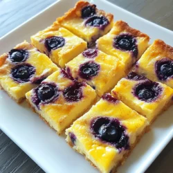- 2 cups cottage cheese - 1 cup rolled oats - 1 cup fresh or frozen blueberries - 1/4 cup honey or maple syrup - 2 eggs - 1 teaspoon vanilla extract - 1/2 teaspoon baking powder - 1/4 teaspoon salt - 1 teaspoon cinnamon - 1/4 cup chopped nuts (optional) For this Blueberry Cottage Cheese Protein Bake, you want simple, fresh ingredients. Cottage cheese is the star here. It gives a nice creamy texture and packs in protein. Rolled oats add fiber, making this dish filling. You can use fresh or frozen blueberries. I love the burst of flavor they bring. Honey or maple syrup sweetens the bake naturally. Eggs bind everything together while adding more protein. Vanilla extract gives a warm, inviting aroma. Baking powder helps the bake rise, making it fluffy. Salt enhances all the flavors, while cinnamon adds a cozy spice. If you like a crunch, toss in some chopped nuts. They add great texture and extra nutrients. Gather all these ingredients, and you’ll be ready to create a delicious and healthy treat! {{ingredient_image_1}} Set your oven temperature to 350°F (175°C). This is the perfect heat for baking. In a large mixing bowl, combine these ingredients: - 2 cups cottage cheese - 1 cup rolled oats - 1 cup fresh or frozen blueberries - 1/4 cup honey or maple syrup - 2 eggs - 1 teaspoon vanilla extract - 1/2 teaspoon baking powder - 1/4 teaspoon salt - 1 teaspoon cinnamon Stir until all ingredients are well mixed. If you like, fold in 1/4 cup of chopped nuts for extra crunch. Pour the mixture into a greased 9x9-inch baking dish. Spread it evenly. Bake in the preheated oven for 30-35 minutes. The top should be golden brown. To check if it’s done, insert a toothpick in the center. If it comes out clean, it's ready. Allow it to cool slightly before slicing into squares. Enjoy! To avoid a soggy or dry bake, follow these tips. First, use the right amount of cottage cheese. Too much can make it wet. If you use frozen blueberries, thaw and drain them first. This prevents extra moisture. Bake until the top is golden brown. A toothpick should come out clean from the center. Let it cool before slicing to help it set. You can easily adjust the sweetness. If you like it sweeter, add more honey or maple syrup. Start with the recipe's 1/4 cup. Taste the mixture before baking. You can add a bit more if needed. If you prefer less sweetness, cut back on the syrup. This allows you to create a bake that suits your taste perfectly. This protein bake is great on its own. But you can make it even better with some toppings. Try adding a dollop of yogurt on top. Fresh fruit also works well as a garnish. Sprinkle some nuts for extra crunch. Drizzle a little more honey for added sweetness. Each bite can be a fun mix of flavors and textures! Pro Tips Use Fresh Ingredients: Whenever possible, opt for fresh blueberries to enhance the flavor and nutrition of your protein bake. Customize Your Sweetness: Adjust the amount of honey or maple syrup based on your taste preferences and the sweetness of your blueberries. Cool Before Slicing: Allow the bake to cool slightly before cutting into squares to ensure clean slices and better texture. Experiment with Flavor: Try adding different spices such as nutmeg or cardamom for a unique twist on the classic cinnamon flavor. {{image_2}} You can change the taste of your bake by using different fruits. Try adding strawberries or bananas. These fruits mix well with blueberries. They give a new flavor twist. You can even use a mix of your favorite fruits. This makes your protein bake fun and unique. If you want to make this bake dairy-free, use plant-based cottage cheese. Almond or cashew yogurt works great too. For a gluten-free option, replace rolled oats with gluten-free oats. These swaps keep the taste while fitting your diet needs. Want to boost the nutrition? Add protein powders or seeds. A scoop of vanilla protein powder blends well. You can also mix in chia seeds or flaxseeds. These extras add good nutrients and help you feel full longer. To store leftovers in the fridge, place them in an airtight container. Make sure the bake is cool before sealing it. This helps keep the moisture in. You can enjoy it for up to five days. Just take out what you need and cover the rest. For freezing the protein bake, cut it into squares first. Wrap each square in plastic wrap and place them in a freezer bag. Squeeze out the air before sealing. You can freeze it for up to three months. To reheat, thaw it in the fridge overnight. Then, warm it in the oven at 350°F (175°C) for about 10-15 minutes. The protein bake stays fresh for about five days in the fridge. If you freeze it, it lasts up to three months. Always check for signs of spoilage, like off smells or mold, before eating. Enjoy your Blueberry Cottage Cheese Protein Bake at its best! Yes, you can use frozen blueberries. They work well in this bake. Fresh blueberries taste great too. Frozen blueberries may release some juice. This can make the bake a bit wetter. If you use frozen, don’t thaw them first. Just mix them in frozen. This helps keep them from breaking apart. To make this dish vegan, you can replace the eggs. Use two tablespoons of ground flaxseed mixed with water. Let it sit for a few minutes to thicken. For cottage cheese, try using silken tofu. Blend it until smooth. For honey, you can use maple syrup instead. This keeps the sweet flavor while being vegan. If you don't have cottage cheese, there are good options. You can use Greek yogurt for creaminess. Silken tofu is another great choice. It adds protein and a smooth texture. You may also try ricotta cheese. Each option will change the flavor a bit, but they will still taste good. This blog post covered a simple and tasty baked protein recipe. We discussed key ingredients, preparation steps, and baking tips. You can easily adjust sweetness and add your favorite fruits. Variations allow flexibility for your diet or preferences. Storing leftovers is simple, whether in the fridge or freezer. Remember, this recipe is versatile and can fit many tastes. Enjoy your bake and make it your own!