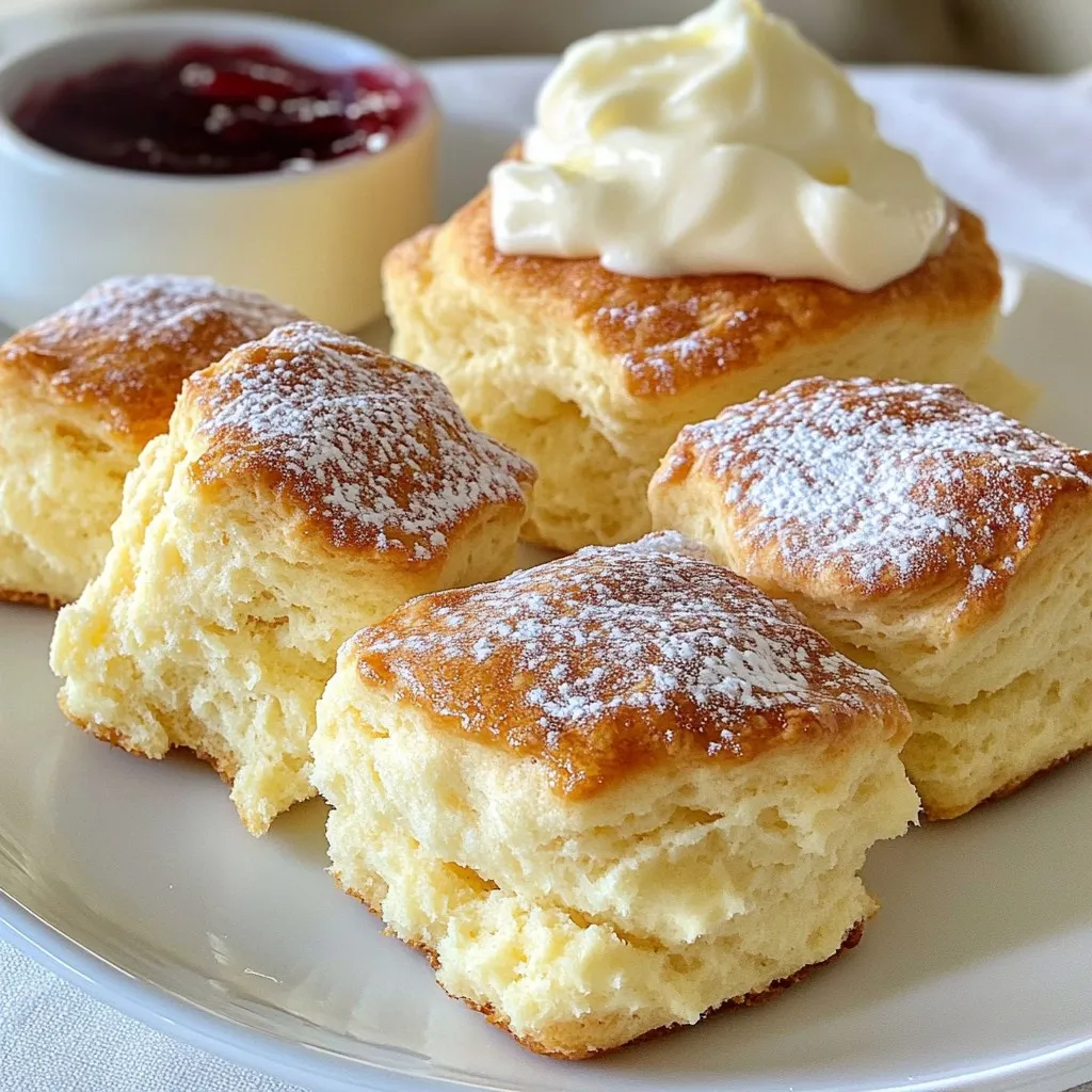 To make easy plain scones, you need the following key items: - 2 cups all-purpose flour - 1/4 cup granulated sugar - 1 tablespoon baking powder - 1/2 teaspoon salt - 1/2 cup unsalted butter, cold and cubed - 3/4 cup heavy cream - 1 large egg, beaten (for egg wash) - Optional: 1/2 cup dried fruit (like cranberries or raisins) or chocolate chips These measurements work well for eight scones. If you want more, just double the ingredients. You can also reduce sugar if you prefer less sweetness. Use a kitchen scale for precise measurements, especially with flour. This helps ensure your scones turn out perfectly every time. If you don’t have heavy cream, milk can work in a pinch. Just use less to avoid a wet dough. For a dairy-free version, use coconut cream or almond milk. If you want a healthier spin, try whole wheat flour or a gluten-free blend. Always keep an eye on texture when making these swaps. {{ingredient_image_1}} Start by preheating your oven to 400°F (200°C). This step helps the scones rise nicely. Next, line a baking sheet with parchment paper. This keeps the scones from sticking to the pan. In a large mixing bowl, combine the dry ingredients. Add 2 cups of all-purpose flour, 1/4 cup of granulated sugar, 1 tablespoon of baking powder, and 1/2 teaspoon of salt. Use a whisk to mix them well. It’s important to blend these ingredients evenly for the best taste. Now, it’s time to add the butter. Take 1/2 cup of cold, cubed unsalted butter and put it in the bowl. Use your fingers or a pastry cutter to mix it with the flour. Keep mixing until it looks like coarse crumbs. Make a well in the center and pour in 3/4 cup of heavy cream. If you want, you can add 1/2 cup of dried fruit or chocolate chips here. Gently fold the mixture until it just comes together. Be careful not to overmix; this keeps your scones light and fluffy. To get light and fluffy scones, use cold butter. This keeps the fat solid, creating steam during baking. Mix the butter into the flour until it looks like crumbs. Do not overwork the dough; this helps keep it tender. Pat the dough gently, instead of rolling it out. One common mistake is overmixing the dough. This can make your scones tough. Another mistake is not using cold ingredients. Warm butter or cream can ruin the texture. Make sure your baking powder is fresh. Expired baking powder won’t help your scones rise. You can add dried fruit or chocolate chips for fun flavors. Try cranberries, raisins, or even lemon zest. For a richer taste, swap half the cream with yogurt. You can also sprinkle sugar on top before baking for a sweet crust. Dust with powdered sugar when serving for a nice touch. Pro Tips Use Cold Butter: Ensure your butter is very cold; this helps create flaky layers in your scones. Don't Overmix: Mix the dough just until combined to maintain a tender texture. Experiment with Flavors: Try adding zest from citrus fruits or different extracts for unique flavors. Check for Doneness: The scones should be lightly golden; avoid overbaking for the best texture. {{image_2}} You can easily add dried fruits to your scones. Dried cranberries or raisins work well. They add sweetness and chewiness to each bite. I recommend using about half a cup. Mix them in when you add the cream. This simple addition makes the scones more exciting. Chocolate chips are another fun option for scones. They bring rich flavor and sweetness. Use semi-sweet or dark chocolate chips, depending on your taste. Just like with dried fruits, add about half a cup when mixing in the cream. This will create a delightful treat for chocolate lovers. You can get creative with flavors! Try adding spices like cinnamon or nutmeg. You can also use zest from lemons or oranges for a fresh twist. Those flavors mix well with the buttery scone base. Just be sure to keep the total mix-ins around half a cup. This way, your scones stay light and fluffy while still being tasty. To keep your scones fresh, place them in an airtight container. This helps maintain their softness. If you want them to last longer, store them at room temperature. For best taste, enjoy them within two days. You can freeze scones to enjoy later. Let them cool completely first. Wrap each scone in plastic wrap. Then, place them in a freezer bag. Make sure to remove as much air as possible. They will last up to three months in the freezer. To reheat scones, take them out of the freezer. Let them thaw at room temperature. For a warm scone, preheat your oven to 350°F (175°C). Place the scone on a baking sheet and heat for about 10 minutes. This helps restore their fluffy texture. Enjoy your warm, fresh scones again! Fluffy scones come from a few key steps. First, use cold butter. The cold butter creates steam when baking. This steam makes the scones rise and become fluffy. Second, don't overmix the dough. Overmixing can make the scones dense. Mix just enough so that the ingredients combine. Lastly, the right amount of baking powder also helps. It gives scones the lift they need. You can use whole wheat flour, but it will change the texture. Whole wheat flour makes scones denser and heartier. You may want to mix it with all-purpose flour. A good ratio is half whole wheat and half all-purpose. This way, you get some health benefits without losing fluffiness. To check if scones are done, look for a light golden color on top. They should also feel firm to the touch. You can insert a toothpick in the center. If it comes out clean, the scones are ready. Don't forget to let them cool a bit before serving for the best taste! This guide covered all the key steps to crafting perfect scones. We discussed essential ingredients, measurements, and tasty substitutions. I shared methods for mixing and prep, plus tips for the best texture. You learned about delicious variations like fruits and chocolate. Finally, I provided storage and reheating tips for leftovers. With this knowledge, you can create scones that impress anyone. Enjoy your baking adventure and have fun experimenting!