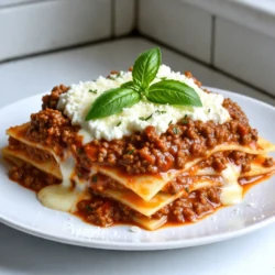 To create a delicious lasagna, gather these main ingredients: - 12 lasagna noodles - 2 tablespoons olive oil - 1 pound ground beef - 1 onion, finely chopped - 2 cloves garlic, minced - 1 can (28 oz) crushed tomatoes - 2 tablespoons tomato paste - 1 teaspoon dried basil - 1 teaspoon dried oregano - Salt and pepper to taste - 15 oz ricotta cheese - 1 egg - 3 cups shredded mozzarella cheese - 1 cup grated Parmesan cheese These components build flavor and texture in your dish. You can add your personal touch with these optional ingredients: - Spinach or kale for extra nutrients - Mushrooms for a hearty bite - Zucchini or bell peppers for sweetness - Ground turkey or sausage instead of beef for variety Feel free to mix and match based on your taste. To make the process smooth, have these tools ready: - Large pot for boiling noodles - Large skillet for the meat sauce - Mixing bowls for combining ingredients - 9x13-inch baking dish for assembly - Aluminum foil to cover during baking Having these tools will help you create a beautiful lasagna without any hassle. {{ingredient_image_1}} Cooking the lasagna noodles Start by boiling a large pot of salted water. This will help the noodles cook evenly. Add the lasagna noodles once the water boils. Cook them until they are al dente, as per the package instructions. This usually takes around 8-10 minutes. Drain the noodles and set them aside on a clean surface to cool. Sautéing the onion and garlic In a large skillet, pour in 2 tablespoons of olive oil. Heat it over medium heat. Once hot, add 1 finely chopped onion and 2 minced garlic cloves. Sauté these for about 2-3 minutes. You want them soft and fragrant, which adds great flavor to your sauce. Browning the ground beef Now, add 1 pound of ground beef to the skillet. Break the meat apart with a spatula. Cook it for about 5-7 minutes until it turns brown. Remember to drain any excess fat afterward to keep the sauce light. Simmering with crushed tomatoes and spices Once the beef is browned, add a can of crushed tomatoes, 2 tablespoons of tomato paste, 1 teaspoon of dried basil, 1 teaspoon of dried oregano, and some salt and pepper. Stir everything well. Let the sauce simmer for 10-15 minutes. This helps the flavors blend beautifully. Layering techniques for best results To assemble, grab a 9x13-inch baking dish. Spread a thin layer of meat sauce on the bottom. Next, place a layer of lasagna noodles over the sauce. This helps prevent the noodles from sticking. Final assembly process On top of the noodles, spread some ricotta cheese mixed with 1 egg and a pinch of salt and pepper. Then, add a layer of shredded mozzarella cheese and another layer of meat sauce. Repeat these layers until you use all ingredients. Finish with a layer of noodles, topped with the remaining meat sauce, mozzarella, and grated Parmesan cheese. Covering and baking times Once assembled, cover the baking dish with aluminum foil. Make sure the foil does not touch the cheese. Bake the lasagna in your preheated oven at 375°F (190°C) for 25 minutes. Tips for checking doneness After 25 minutes, remove the foil. Bake for an additional 15-20 minutes. Look for a golden, bubbly top. To check if it's done, insert a knife or fork. If it goes in easily, your lasagna is ready. Let it sit for 10-15 minutes before slicing. This helps the layers set perfectly. To avoid soggy noodles, cook them just until al dente. This means they should be firm but not hard. If you cook them too long, they will absorb too much sauce. After draining, place them on a sheet of parchment paper to prevent sticking. For even distribution of ingredients, layer carefully. Start with a thin layer of meat sauce on the bottom. This helps the noodles stick and prevents them from sliding around. Spread each layer evenly, using the back of a spoon for a smooth finish. To boost the flavor of your lasagna, consider adding fresh herbs. Basil and oregano are classic choices. You can also add a pinch of red pepper flakes for some heat. A splash of red wine in the meat sauce can deepen the taste too. Experiment with these herbs to find your favorite mix! One common mistake is not letting the lasagna rest after baking. If you slice it too soon, the layers may slide apart. Letting it sit for 10-15 minutes helps the layers set. Another issue is using too much sauce. This can lead to a watery lasagna. Balance is key. Aim for a good mix of sauce, cheese, and noodles for the best texture. Pro Tips Quality Ingredients: Use fresh, high-quality ingredients for the best flavor in your lasagna. Fresh herbs and high-quality cheeses can make a significant difference. Layering Technique: When layering, ensure that each layer is spread evenly to avoid dry spots. Consider using a spatula to spread sauces and cheeses evenly. Resting Time: Allow the lasagna to rest for at least 10-15 minutes after baking. This will help the layers set and make it easier to slice. Freezing Tips: If you want to make lasagna ahead of time, it freezes well. Assemble it without baking, wrap tightly, and freeze for up to 3 months. {{image_2}} You can easily make a tasty vegetarian lasagna. Just swap the ground beef for your favorite veggies. Think about using mushrooms, zucchini, or spinach. These add great flavor and texture. You can also use meat alternatives like lentils or plant-based crumbles. They are a healthy choice too! If you need a gluten-free option, there are many choices for noodles. Look for gluten-free lasagna sheets made from rice or corn. These work well in place of wheat noodles. They cook similarly, so you won’t miss a beat. Just make sure to check the cooking time, as it may vary. Want to lighten up your lasagna? Start with lower-fat cheese options. You can use part-skim ricotta or low-fat mozzarella. They melt well and taste great. For the sauce, consider using fresh tomatoes instead of canned ones. This can cut down on calories while adding fresh flavor. You can also cut back on the cheese layers if you prefer a lighter dish. To keep your lasagna fresh, allow it to cool first. Place it in an airtight container. You can also cover it tightly with plastic wrap. Store your lasagna in the fridge. It stays good for about 3 to 5 days. Make sure it is cooled to room temperature before storing. This helps prevent sogginess. When it's time to enjoy your leftovers, reheat with care. The best method is to use the oven. Preheat your oven to 350°F (175°C). Place the lasagna in an oven-safe dish. Cover it with foil to keep moisture in. Heat for about 20 to 30 minutes. You can also use the microwave. Just cover the dish and heat in 1-minute bursts. Stir in between to avoid hot spots. If you want to freeze lasagna, do this before baking. Wrap it tightly with plastic wrap and then foil. This keeps air out and prevents freezer burn. You can freeze it for up to 3 months. When ready to bake, thaw it in the fridge overnight. Then, bake it as usual, adding extra time if needed. Enjoy the simple joy of homemade lasagna later! To avoid watery lasagna, start with your ingredients. Use less sauce and more cheese. Drain excess liquid from canned tomatoes. Also, let the lasagna rest after baking. This allows the layers to set. Using a thicker meat sauce helps too. You should aim for a balance of sauce and cheese. You can definitely make lasagna ahead of time. Assemble it a day before and keep it in the fridge. Just cover it well with foil. When you are ready to bake, take it out and let it sit for about 30 minutes. This helps it bake evenly. You can also freeze it for up to three months. Just wrap it tightly and label it. Thaw it in the fridge before baking. Lasagna pairs well with many sides. A fresh green salad is a great choice. You can also serve garlic bread or a nice loaf of Italian bread. Roasted vegetables add color and flavor too. For a refreshing touch, try a caprese salad with tomatoes and basil. Enjoy your meal with a glass of red wine for a complete experience. Homemade lasagna is a tasty way to enjoy a classic dish. We covered essential ingredients, tools, and cooking steps. Remember to layer carefully to avoid soggy noodles and boost flavors with herbs. Explore variations like vegetarian or gluten-free options to fit your needs. Finally, store leftovers well and heat properly for best taste. With these tips, you can create a delicious lasagna that impresses every time. Happy cooking!