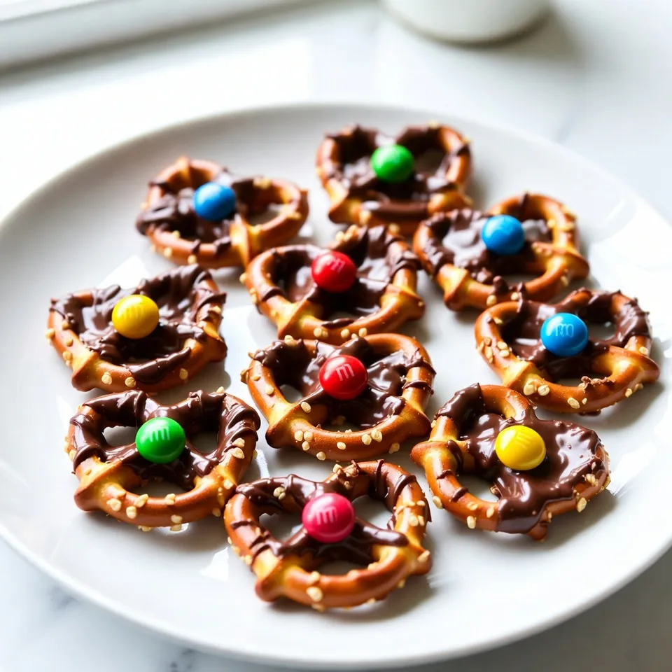 - 1 bag of mini pretzel twists - 1 bag of chocolate hugs (white chocolate and milk chocolate combined) - 1 bag of M&M's (your choice of color) - Parchment paper - Sea salt for a sprinkle on top - Different colored chocolate melts for variety - Nuts or sprinkles for added crunch Choose fresh mini pretzel twists for the best crunch. Look for chocolate hugs that are smooth and shiny. Check the M&M’s for vibrant colors to make your treats pop. When using optional ingredients, think about flavors that match well. For example, salted nuts can add a nice contrast to the sweet chocolate. If you want a fun twist, use seasonal M&M’s for holidays. This adds a festive touch to your pretzel hugs. {{ingredient_image_1}} To start, gather your ingredients. You need mini pretzel twists, chocolate hugs, M&M's, and parchment paper. Here’s how to make Pretzel Hugs: 1. Preheat your oven to 350°F (175°C). This helps the hugs melt just right. 2. Line a baking sheet with parchment paper. This keeps the pretzels from sticking. 3. Arrange the mini pretzel twists in a single layer on the sheet. Leave some space between each pretzel. 4. Unwrap the chocolate hugs. Place one hug on top of each pretzel. Make sure they sit securely. 5. Bake for 3-5 minutes. You want the hugs soft but not fully melted. Keep an eye on them! 6. Remove the baking sheet from the oven. Press an M&M into the center of each melted hug. This adds a nice touch. Let the Pretzel Hugs cool at room temperature. If you're in a hurry, place them in the fridge for 10-15 minutes. This helps them set faster. Once they are cool, they are ready to serve. These treats are perfect for snacks, parties, or gifts! While I can't show you images or videos, I can guide you on what to look for. Check for soft hugs that hold their shape but are not runny. When you press the M&M in, it should sink slightly. Once cooled, Pretzel Hugs should look shiny and inviting. Enjoy making and sharing these sweet and salty bites! To make the best Pretzel Hugs, follow these tips. First, use fresh ingredients. Fresh chocolate hugs melt better and taste great. Next, don’t overcrowd the baking sheet. Leave space between the pretzels to ensure even melting. Preheating your oven is key. This helps the hugs melt just right without burning. One common mistake is baking too long. Keep a close eye on your hugs. Remove them once they're soft but not fully melted. Another mistake is using regular-sized pretzels. Mini pretzel twists work best for this treat. They hold the hug and M&M nicely. Lastly, don’t skip cooling time. Letting them cool helps the chocolate set perfectly. You can easily change some ingredients for fun. Try dark chocolate hugs for a richer taste. You can also use colored M&M's to match holidays or themes. If you want crunch, add chopped nuts on top of the chocolate hugs. Want a little spice? Sprinkle some sea salt over each hug before cooling. These swaps can make your Pretzel Hugs unique and tasty! Pro Tips Use Fresh Ingredients: Ensure your chocolate hugs and pretzels are fresh for the best flavor and texture. Experiment with Flavors: Try using different flavored M&M's or even chocolate-covered pretzels for a unique twist. Don’t Overbake: Keep an eye on the baking time; the hugs should be soft but not fully melted to hold their shape. Perfect for Gifting: Package the pretzel hugs in clear bags with a ribbon for a delightful homemade gift option. {{image_2}} You can switch up the chocolate hugs for a new taste. Try dark chocolate hugs for a rich flavor. Milk chocolate hugs work well if you love sweet treats. You can even use flavored chocolates, like caramel or mint. Each option changes the taste and feel of the pretzel hugs. Make your pretzel hugs festive for any holiday. For Halloween, use orange and black M&M's. For Christmas, choose red and green ones. You can also drizzle white chocolate on top for a snowy look. These fun changes will make your snacks fit right in with the season. Get creative by adding flavors or toppings to your pretzel hugs. Try sprinkling sea salt on top for extra crunch. You can also use crushed nuts for a nutty twist. If you want a spicy kick, sprinkle some cinnamon on top. These simple changes make your pretzel hugs even more fun to eat. Store your Pretzel Hugs in an airtight container. This keeps them fresh and tasty. Use parchment paper between layers to keep them from sticking. Avoid warm areas and sunlight to maintain their crunch. Pretzel Hugs can last about one week at room temperature. If you store them in the fridge, they can stay fresh for about two weeks. Keep an eye on them for any signs of staleness. You can freeze Pretzel Hugs for up to three months. Place them in a single layer on a baking sheet first. Once frozen, transfer them to an airtight container. When ready to enjoy, thaw them in the fridge overnight. This method keeps their flavor and texture intact. Pretzel Hugs are simple treats that mix sweet and salty flavors. You use mini pretzel twists as a base. Each pretzel gets topped with a chocolate hug, which is a mix of white and milk chocolate. Then, you press an M&M into the soft chocolate. The sweet M&M and salty pretzel create a perfect snack. You can make Pretzel Hugs ahead of time easily. Follow the recipe and let them cool. After they cool, store them in an airtight container. Keep them at room temperature for up to a week. You can even freeze them for longer storage. Just let them thaw before serving. Yes, you can use different candies or pretzels. Switch the mini pretzels for regular pretzels or even pretzel sticks. For candies, you can try chocolate-covered candies or other types of M&Ms. Get creative! Mixing flavors makes the treats unique and fun. In this blog post, I shared how to make Pretzel Hugs. We covered the key ingredients and how to choose them wisely. I detailed the steps from preparation to serving, plus tips for perfect results. You learned about variations, storage, and answers to common questions. Now, you can create these delicious treats with confidence. Enjoy the process and share them with friends. Happy baking!