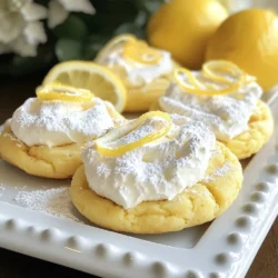 To make Lemon Cool Whip Cookies, you need these simple ingredients: - 1 cup all-purpose flour - 1/2 cup powdered sugar - 1/2 teaspoon baking powder - 1/4 teaspoon salt - 1/2 cup lemon Cool Whip (thawed) - 1/4 cup lemon juice (freshly squeezed) - Zest of 1 lemon - 1/2 teaspoon vanilla extract - Extra powdered sugar for dusting Using fresh ingredients is key to great flavor. Fresh lemon juice and zest make the cookies bright and zesty. They add a clean taste that dried or bottled options canβt match. Fresh Cool Whip also helps create the right texture. It keeps the cookies light and fluffy. Always choose the best ingredients for the best results. If you have allergies, you can still make these cookies! For gluten-free cookies, use a gluten-free flour blend. Instead of Cool Whip, try a dairy-free whipped topping for a vegan option. You can also replace lemon juice with orange juice if you prefer a different flavor. Keep in mind that these swaps may change the final taste and texture slightly. {{ingredient_image_1}} Start by preheating your oven to 350Β°F (175Β°C). This step is key to getting your cookies just right. Next, grab a baking sheet and line it with parchment paper. This helps prevent sticking and makes cleanup easy. Make sure the paper covers the whole sheet. In a medium bowl, whisk together the dry ingredients. You will need 1 cup of all-purpose flour, 1/2 cup of powdered sugar, 1/2 teaspoon of baking powder, and 1/4 teaspoon of salt. Whisk until everything blends well. This mix gives your cookies a great base. Now, move to a large mixing bowl. Here, combine the wet ingredients. Start with 1/2 cup of thawed lemon Cool Whip. Add 1/4 cup of freshly squeezed lemon juice, the zest of 1 lemon, and 1/2 teaspoon of vanilla extract. Mix gently until combined. This creates a light and fluffy batter. Gradually add the dry mix to the wet mix. Use a spatula to stir until a sticky dough forms. Don't worry if it feels sticky; that's normal! Using a cookie scoop or a tablespoon, drop dollops of dough onto the baking sheet. Space them about 2 inches apart. If you like, sprinkle some extra powdered sugar on top. Bake your cookies for about 10-12 minutes. Look for slightly golden edges. The centers will look soft but will firm up as they cool. Let them cool on the baking sheet for 5 minutes before moving them to a wire rack. This cooling time helps them set perfectly. Enjoy the sweet lemon scent as they bake! To get the best texture for your Lemon Cool Whip Cookies, focus on the dough. It should feel soft and sticky. If your dough seems too dry, add a bit more lemon Cool Whip. This will help keep your cookies moist and chewy. Bake them until the edges are just golden. The centers might look soft, but they will firm up as they cool. If you have leftover cookies, store them in an airtight container. This keeps them fresh for longer. Place a piece of parchment paper between layers to avoid sticking. You can also refrigerate them for extra freshness. Just remember to let them come to room temperature before enjoying. To boost the lemon flavor, use fresh lemon juice and zest. Fresh ingredients make a big difference. You can even add a bit more zest if you want a stronger taste. A pinch of lemon extract can also add depth to the flavor. Experiment to find your perfect lemon balance! Pro Tips Chill the Dough: For an even better texture, chill the cookie dough for 30 minutes before baking. This helps the cookies maintain their shape and results in a softer center. Use Fresh Ingredients: Always opt for freshly squeezed lemon juice and fresh zest for the best flavor. Bottled lemon juice lacks the brightness and aroma of fresh lemons. Monitor Baking Time: Keep an eye on your cookies as they bake. They can go from perfectly baked to overdone very quickly, especially since they may look soft in the center when done. Experiment with Flavor: Feel free to add a pinch of lemon extract or a handful of white chocolate chips for an extra layer of flavor and sweetness! {{image_2}} You can change the flavor by using other citrus zests. Try orange or lime zest. Each adds a unique taste to the cookies. They will still be light and fluffy. Experiment with different zests for fun new flavors. A mix of zests can also work well together. This way, you make the cookies your own. Adding mix-ins is a great way to enhance your cookies. White chocolate chips pair well with lemon's zest. You can add up to half a cup of chips. Other options include nuts or dried fruit. These add texture and flavor to each bite. Feel free to get creative with your mix-ins! If you need a gluten-free option, it's easy to swap. Use a gluten-free flour blend instead of all-purpose flour. Make sure the blend works for baking. The cookies will still taste great! You can also check for gluten-free Cool Whip. This way, everyone can enjoy these tasty treats. To keep your Lemon Cool Whip Cookies fresh, store them in an airtight container. Place parchment paper between layers to prevent sticking. You can keep them at room temperature for up to three days. If you want to keep them longer, refrigeration is a good option. Just remember to bring them back to room temperature before serving for the best taste. You can freeze these cookies for future treats. First, let the cookies cool completely. Then, place them in a single layer on a baking sheet. Freeze them for about an hour until firm. After that, transfer the cookies to a freezer-safe bag or container. They will stay fresh for up to three months. When you want to eat them, thaw them in the fridge or at room temperature. When stored properly, Lemon Cool Whip Cookies stay tasty for about three days at room temperature. If kept in the fridge, they can last for about a week. In the freezer, they maintain their flavor for up to three months. Always check for signs of spoilage before enjoying your cookies. No, you cannot use regular whipped cream. Cool Whip has a unique texture. It is lighter and fluffier than regular whipped cream. This helps create soft, airy cookies. If you want to try it, the cookies may not turn out the same. Stick with lemon Cool Whip for the best results. Look for the edges of the cookies. They should be slightly golden. The centers may still look soft. This is normal! They will firm up as they cool. Set a timer for 10-12 minutes. Check them around the 10-minute mark to avoid overbaking. These cookies pair well with tea or lemonade. You can also serve them with fresh fruit. Sliced strawberries or blueberries add color and flavor. For a fun twist, try serving them with vanilla ice cream. The soft, tart cookie goes great with creamy ice cream. Yes! To make these cookies vegan, replace Cool Whip with a plant-based whipped topping. Use a dairy-free lemon juice. You can also swap the egg with a flaxseed egg. Mix one tablespoon of ground flaxseed with three tablespoons of water. Let it sit for a few minutes to thicken. This will help bind the cookies together. Understanding the key ingredients, step-by-step instructions, and helpful tips make cookie baking easier. Fresh ingredients boost flavor, while smart substitutions ensure allergy safety. Experiment with flavors and mix-ins for unique cookies. Remember to store them well for lasting freshness. Whether you stick to the classic or try a variation, these cookies are sure to please. Happy baking!