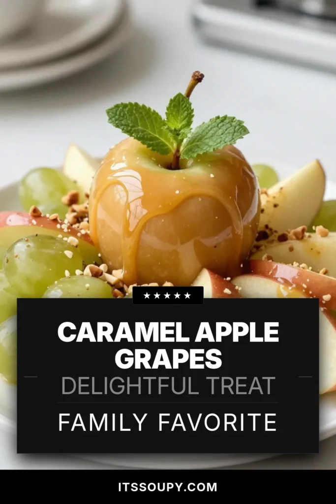 Indulge in this Caramel Apple Grapes recipe, the perfect blend of easy caramel-covered fruit and healthy dessert ideas. With a homemade caramel dip that’s simple to make, you’ll enjoy these delicious caramel apple snacks in no time. Perfect for gatherings or a sweet treat at home, these grapes and apple slices will be loved by everyone. Click to save this delightful recipe now! #CaramelAppleGrapes #HealthyDessert #CaramelSnacks #EasyRecipes