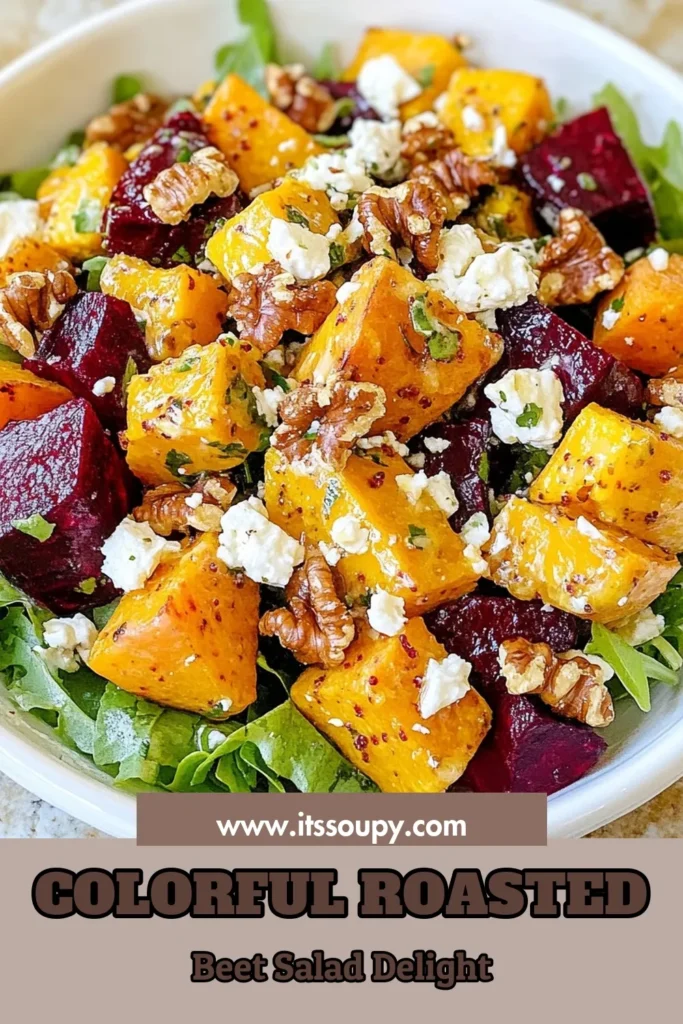 Discover a deliciously vibrant Roasted Beet Salad paired with sweet potato in this easy Sweet Potato Salad Recipe. Topped with a creamy Feta Yogurt Dressing, this healthy salad recipe is perfect for any meal and offers vegan-friendly salad options by swapping feta for your favorite plant-based cheese. Elevate your salad game—try this today! Save for later and share the love! #RoastedBeetSalad #HealthySaladRecipes #SweetPotatoSaladRecipe #FetaYogurtDressing