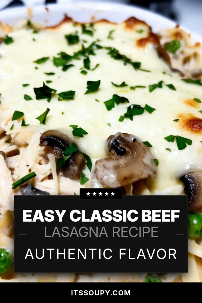 Looking for a cozy and delicious meal? Try this Creamy Chicken Tetrazzini recipe! This easy chicken tetrazzini combines tender chicken, mushrooms, and peas in a luscious creamy sauce, all baked to perfection. Perfect for family dinners, this creamy pasta bake will impress everyone at your table. Don't miss out on this chicken and mushroom linguine delight; save this recipe now! #CreamyChickenTetrazzini #EasyChickenTetrazzini #BakedChickenPasta #CreamyPastaBake