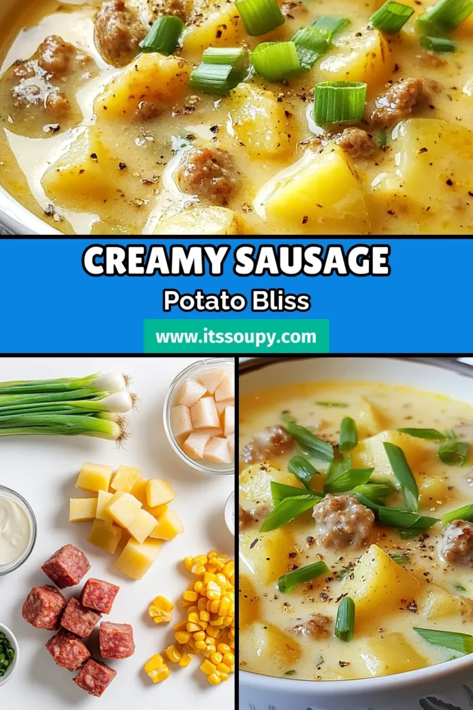 Indulge in a delicious bowl of creamy potato chowder with our easy sausage chowder recipe featuring Italian sausage soup flavors. This creamy potato and sausage chowder packed with corn is perfect for cozy nights. It’s a comforting dish that’s simple to make, using everyday ingredients. Don’t miss out—try this chowder recipe today for a warm family favorite! Save for later! #CreamyPotatoChowder #SausageChowderRecipe #ItalianSausageSoup #EasyPotatoSoup