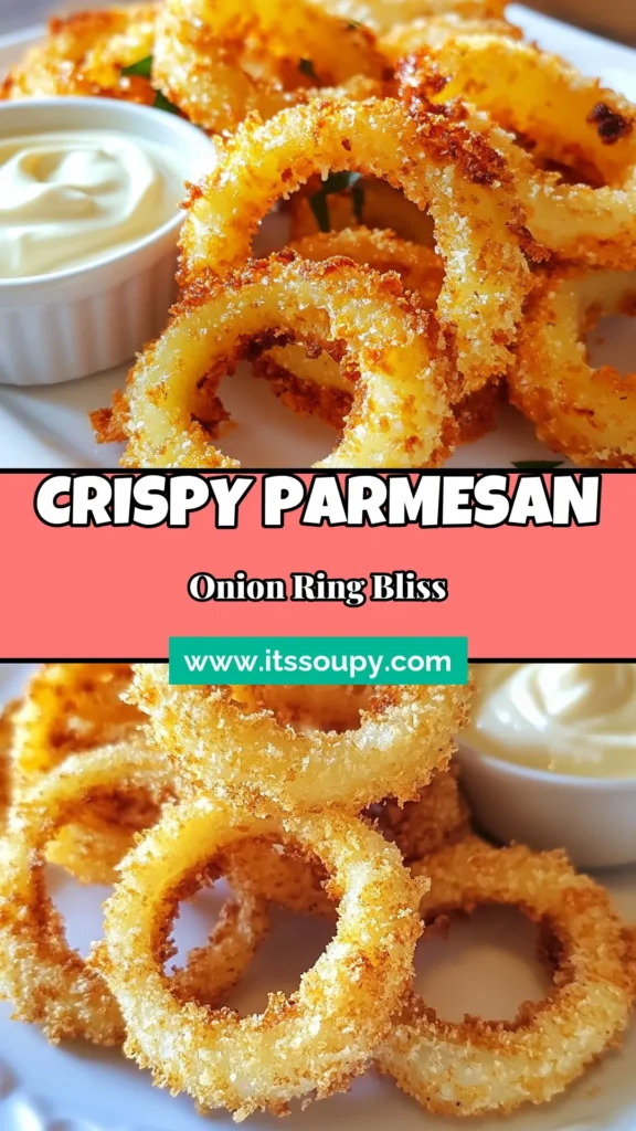 Discover the ultimate crispy onion ring recipe with these delicious Parmesan onion rings! Perfect as a snack or side dish, these fried onion ring chips are easy to make at home. Coated with panko breadcrumbs and Parmesan cheese, they achieve that perfect crunch you crave. Impress your guests with homemade onion rings that are simply irresistible. Click for the full recipe and elevate your snacking game! #CrispyOnionRings #ParmesanOnionRings #FriedOnionRings #HomemadeOnionRings