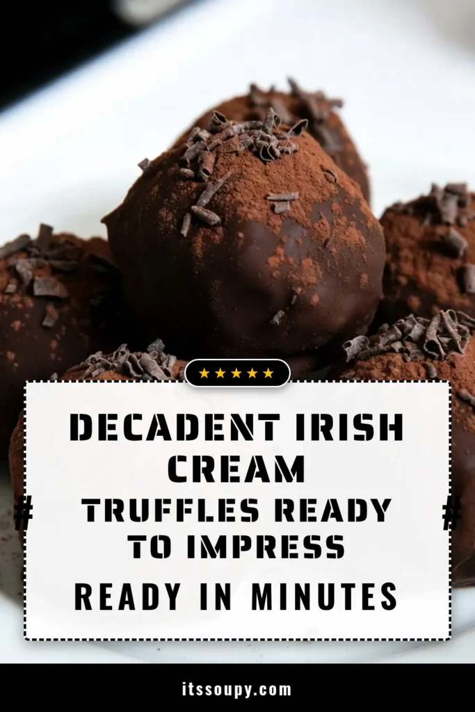 Indulge in the rich flavors of these Irish Cream Espresso Truffles, a delightful twist on classic dark chocolate truffles. This espresso truffles recipe combines creamy Irish cream with bold chocolate and coffee for the ultimate homemade truffles experience. Perfect for any occasion, these coffee-flavored chocolate treats are sure to impress! Save this recipe and elevate your dessert game today! #IrishCreamTruffles #EspressoTrufflesRecipe #DarkChocolateTruffles #HomemadeTruffles