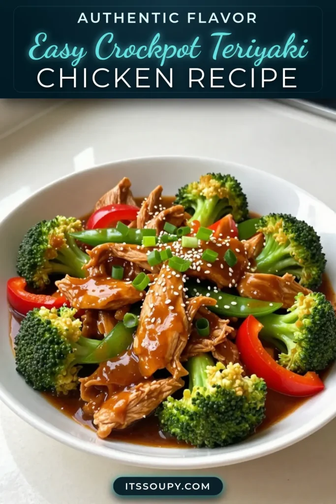 Looking for a delicious and healthy dinner option? Try this easy crockpot teriyaki chicken recipe! With tender chicken cooked in a flavorful sauce, this slow cooker chicken teriyaki is a family favorite. Packed with vibrant vegetables like broccoli, bell peppers, and snap peas, it’s a wholesome meal that’s perfect for any night. Get the recipe now and impress your loved ones! Save it for later! #CrockpotTeriyakiChicken #EasyTeriyakiChickenRecipe #SlowCookerChickenTeriyaki #HealthyTeriyakiChicken