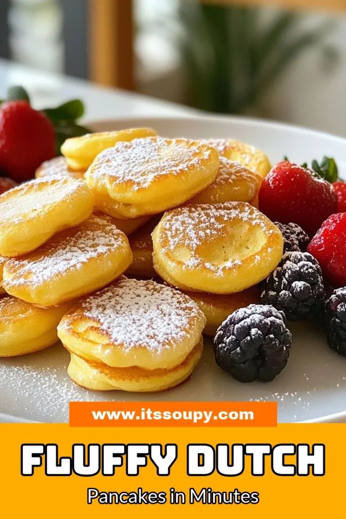 Indulge in the delightful taste of cast iron poffertjes with this easy Dutch pancakes recipe! These mini pancakes are fluffy and perfect for breakfast or a sweet treat. Follow our simple steps to create the best poffertjes, topped with powdered sugar and fresh berries. All you need is a little time and a cast-iron skillet to whip up a batch of these delightful fluffy poffertjes. Save this recipe for your next breakfast adventure! #CastIronPoffertjes #DutchPancakes #MiniPancakes #EasyPoffertjes