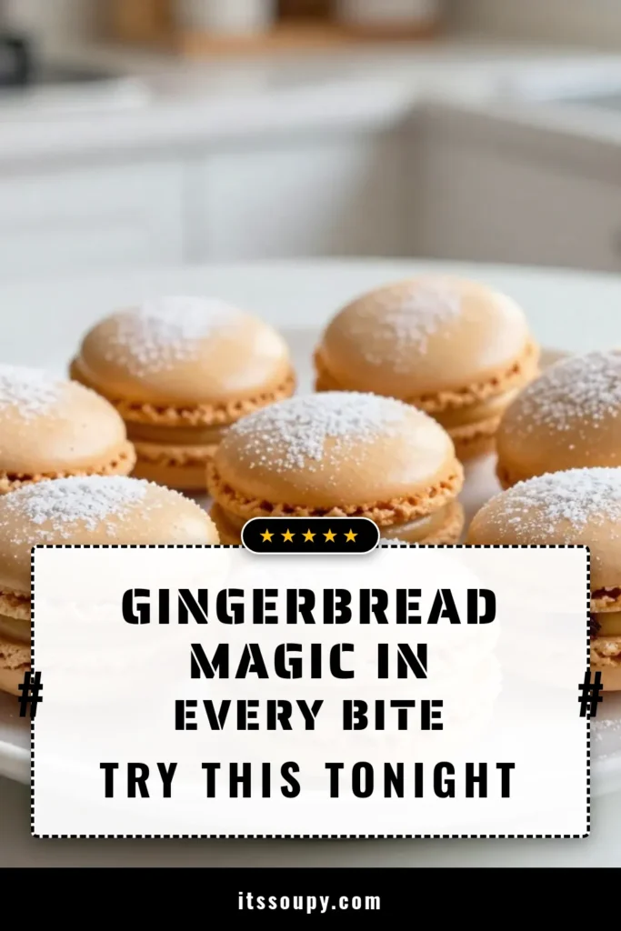 Indulge in the festive spirit with these delightful gingerbread macarons! This holiday macaron recipe combines the warm spices of ginger, cinnamon, and nutmeg for a perfect gingerbread dessert. Made with almond flour, these festive macarons are a crowd-pleaser at any holiday gathering. Ready to impress? Save this recipe and bring joy to your celebrations! #GingerbreadMacarons #HolidayMacaronRecipe #FestiveMacarons #GingerbreadDessert