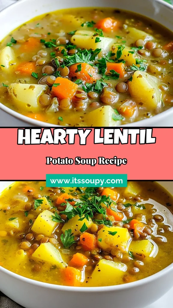 Discover the ultimate comfort food with this Easy Lentil Potato Soup! Packed with healthy ingredients, this vegetarian soup recipe is perfect for cozy nights. Enjoy a hearty blend of lentils, potatoes, and spices in this healthy lentil soup that will warm your soul. Follow this easy lentil soup recipe for a nutritious meal that’s quick to prepare. Save this recipe for a deliciously satisfying dish tonight! #LentilPotatoSoup #ComfortFoodRecipes #HealthyLentilSoup #VegetarianSoupRecipes