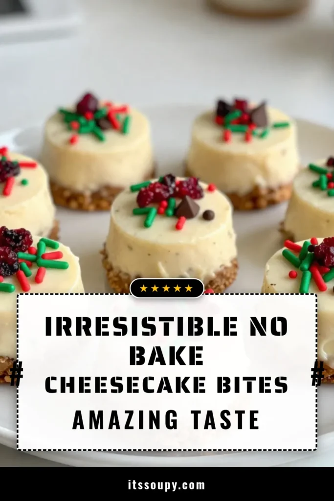 Celebrate the holidays with these no-bake cheesecake bites that are perfect for any festive gathering! This easy Christmas cheesecake recipe combines cream cheese and crushed gingerbread cookies to create delicious gingerbread cheesecake bites. Ideal for quick party prep, these easy holiday desserts are sure to impress. Make your season sweeter with this delightful treat! Save this festive dessert idea now for a jolly celebration! #NoBakeCheesecakeBites #ChristmasDesserts #GingerbreadCheesecake #HolidayRecipes