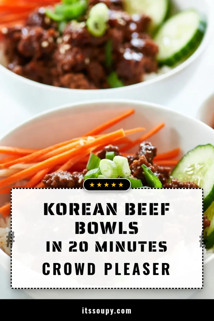 Discover the ultimate Korean ground beef bowls that are perfect for busy weeknights! This quick Korean recipe combines savory ground beef stir fry with a delicious gochujang beef recipe packed with flavor. In just 20 minutes, you can create easy Asian dinner ideas your family will love. Serve it over rice with fresh veggies for a wholesome meal. Save this recipe for your next dinner inspiration! #KoreanRecipes #GroundBeef #QuickDinner #EasyAsianCooking