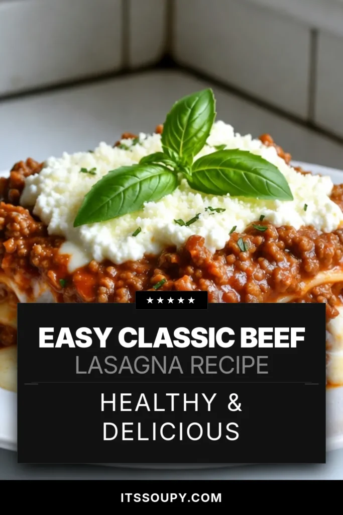 Savor the flavor of this classic homemade lasagna recipe that will impress your family and friends. With delicious classic lasagna ingredients like ground beef, ricotta, and mozzarella, you can create the best lasagna with ricotta in no time. Follow these easy lasagna instructions for perfect results every time. Discover the right beef lasagna cooking time for a golden, bubbly finish. Try this recipe today! #LasagnaLove #HomemadeLasagna #ComfortFood #ItalianCuisine