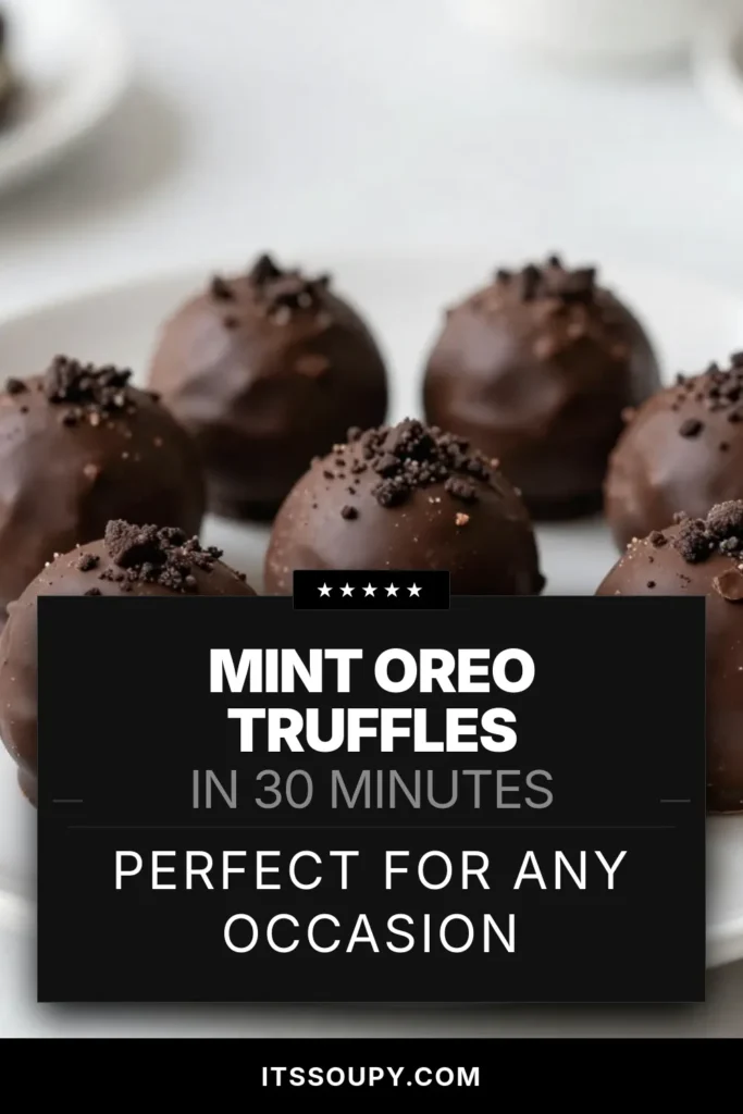 Indulge in these delicious Mint Oreo truffles, the perfect no-bake dessert recipe for any occasion! Made with creamy cream cheese and coated in rich chocolate, these chocolate truffles with Oreos are easy to whip up. Perfect as an easy mint dessert or a delightful treat for gatherings, these Mint Oreo dessert recipes are sure to impress. Try them today and elevate your dessert game! Save for later! #MintOreoTruffles #NoBakeDesserts #ChocolateTruffles #EasyMintDessert