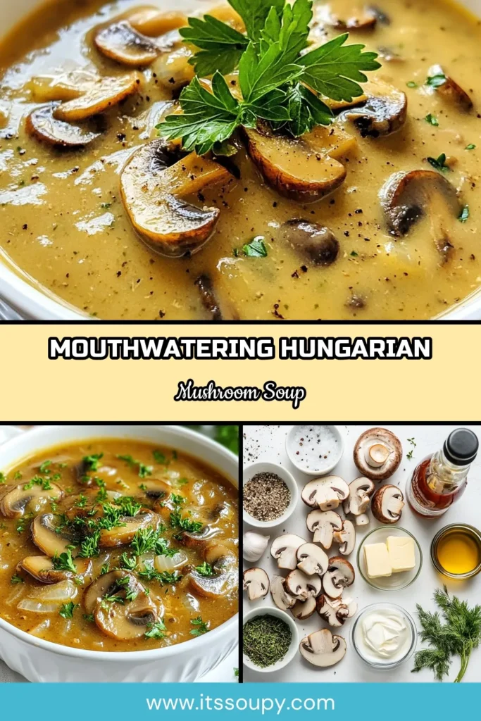 Dive into the rich flavors of Hungarian mushroom soup, a creamy mushroom delight perfect for any occasion. This savory mushroom recipe features a blend of fresh mushrooms, spices, and creamy goodness that embodies Hungarian cuisine recipes. Plus, enjoy a vegan twist with coconut cream for a delightful vegan mushroom soup. Perfect for sharing or meal prep, save this simple recipe today! #HungarianMushroomSoup #SavoryMushroomRecipes #VeganMushroomSoup #CreamyMushroomDelight