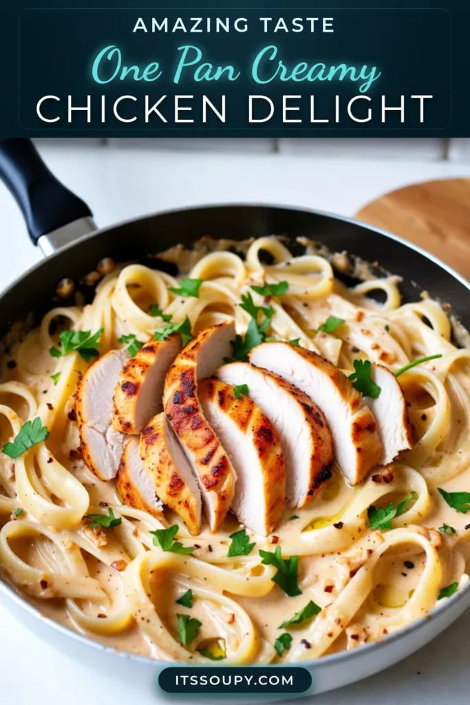 Discover the ultimate comfort food with this Creamy Chicken Alfredo Skillet recipe! This Easy Fettuccine Alfredo combines tender chicken and rich Alfredo sauce in a quick one-pan chicken recipe. Perfect for weeknight dinners, this Alfredo pasta with chicken is ready in just 25 minutes. Ideal for busy lifestyles, itβs a dish everyone will love. Save this Creamy Chicken Alfredo for your next meal inspiration! #ChickenAlfredo #OnePanRecipe #FettuccineAlfredo #QuickDinnerIdeas