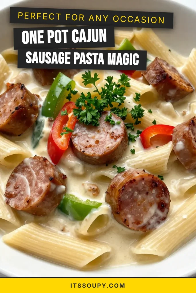Discover the ultimate Cajun sausage pasta recipe with this creamy one-pot pasta dish that's perfect for a quick dinner idea! Made with smoked sausage and penne, this easy Cajun pasta highlights flavorful ingredients like bell peppers and Cajun seasoning. Ready in just 30 minutes, it's a comforting meal the whole family will love. Try this quick and delicious recipe tonight and impress your guests! Save it now! #CajunSausagePasta #CreamyOnePotPasta #EasyCajunPasta #QuickDinnerIdeas