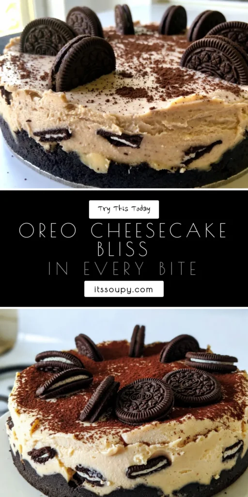 Indulge in this delightful Oreo cheesecake recipe that combines the rich flavors of Oreos with a creamy filling for a no-bake Oreo dessert that's perfect for any occasion. This easy cheesecake with Oreos is sure to impress your guests with its chocolatey crust and luscious texture. Try making this Oreo Delight cheesecake today and elevate your dessert game! Save this scrumptious recipe for later! #OreoCheesecake #NoBakeDessert #CreamyDessert #EasyCheesecake