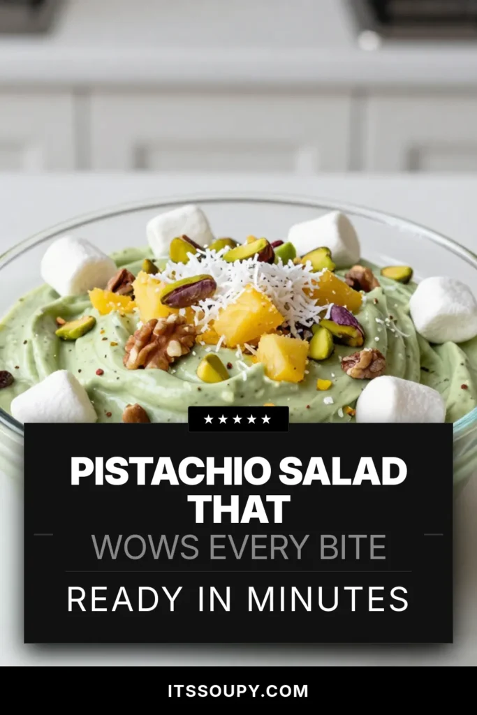 Indulge in this delightful pistachio salad recipe, perfect for any occasion! This easy pistachio pudding salad combines whipped topping and crushed pineapple for a refreshing salad with pineapple that's both cool and satisfying. Try our tropical pistachio salad for a unique twist on dessert. Don't miss out—save this cool whip pistachio dessert to share with friends! #PistachioSalad #EasyDesserts #TropicalSalad #RefreshingSalads