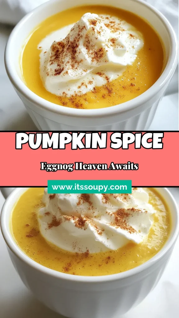 Get ready for the holidays with this delicious pumpkin spice eggnog recipe! This homemade eggnog combines creamy frosting flavors and fall spices, making it the perfect pumpkin eggnog drink for your festive gatherings. Easily whip up this festive eggnog recipe that will impress your guests with its rich flavors. Don’t miss out on this delightful fall cocktail recipe. Save and try it today! #PumpkinSpice #EggnogRecipe #FallCocktails #FestiveDrinks