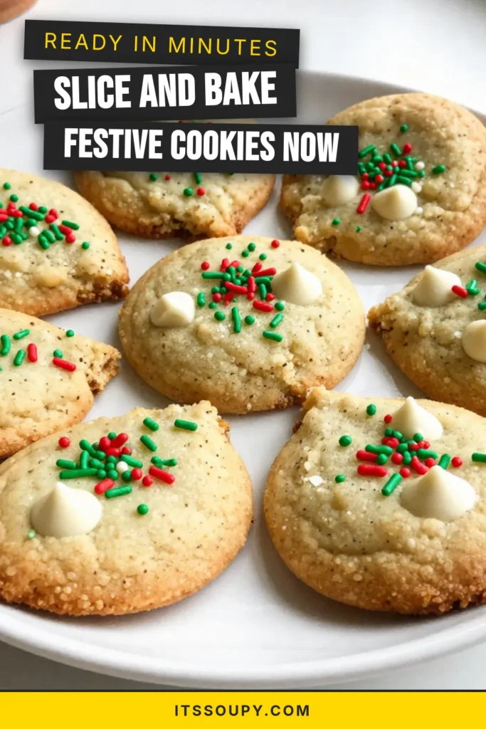 Indulge in this easy Christmas cookie recipe with our delightful Slice and Bake Christmas Cookies! Perfect for festive holiday gatherings, these cookies feature white chocolate chips and vibrant sprinkles that make them visually stunning and irresistibly delicious. Simplify your holiday baking with this fun and festive treat—everyone will love them! Save this recipe for your next holiday baking adventure! #ChristmasCookieRecipe #SliceAndBakeCookies #EasyChristmasBaking #FestiveHolidayCookies
