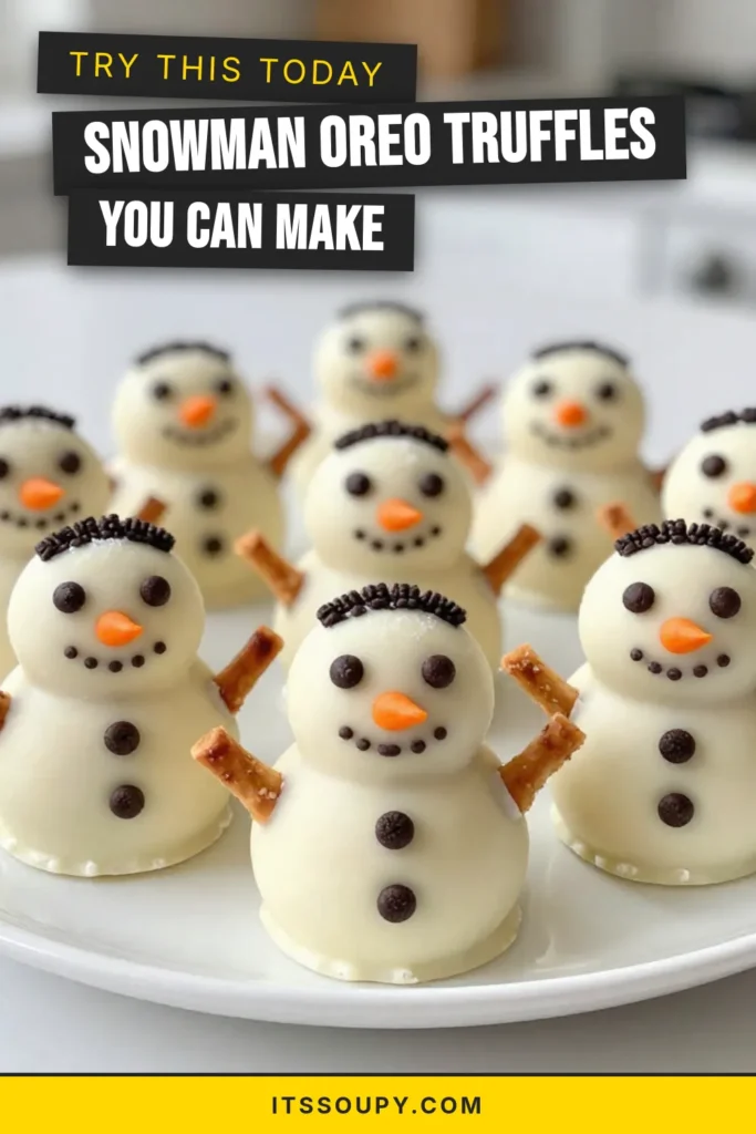Indulge in the festive spirit with delightful Snowman Oreo Truffles! These easy no-bake truffles blend Oreo cookies and cream cheese for a scrumptious treat. Perfect for Christmas dessert recipes and holiday gatherings, these adorable Oreo cookie truffles are sure to impress. Create sweet memories with this fun, family-friendly recipe. Don't miss out—try them today! Save this recipe for your holiday treats! #ChristmasDesserts #OreoTruffles #NoBakeTreats #HolidayTreats