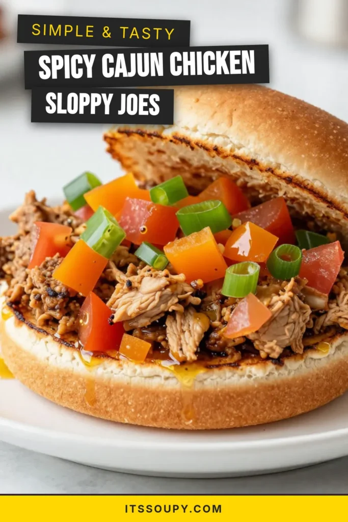 Discover the delicious twist on a classic with these Cajun chicken sloppy joes! This easy sloppy joe recipe features ground chicken, vibrant bell peppers, and zesty Cajun seasoning, making it a fantastic choice for quick weeknight meals. Perfect for topping on hamburger buns, this dish is sure to impress. Try it today and enjoy a flavorful experience. Save this recipe for your next dinner! #CajunChickenSloppyJoes #GroundChickenRecipes #EasySloppyJoeRecipe #CajunSeasoningDishes
