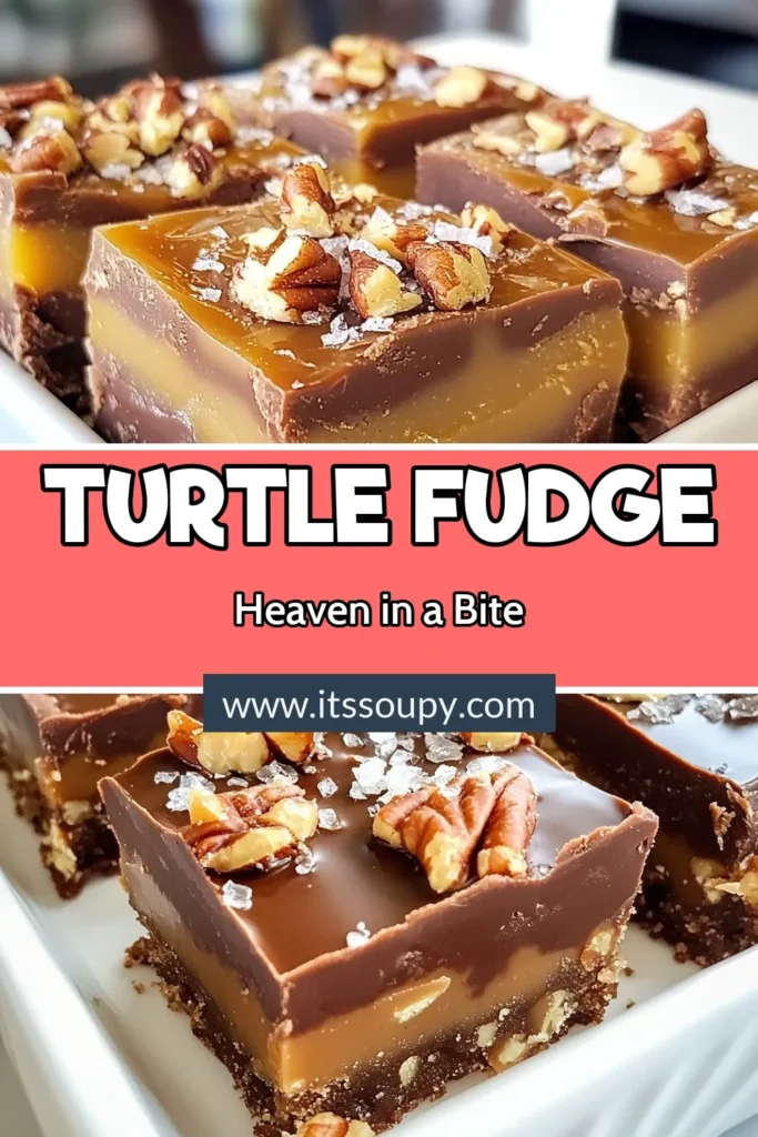 Indulge in this easy Turtle fudge recipe for a decadent chocolate caramel dessert that's perfect for any occasion. This no-bake turtle fudge is made with rich semi-sweet chocolate, sweetened condensed milk fudge, buttery nuts, and a drizzle of caramel sauce. Treat yourself and your loved ones to this delightful treat that's simple to make and utterly irresistible. Try it today! #TurtleFudge #ChocolateCaramelDessert #EasyFudgeWithNuts #NoBakeDessert