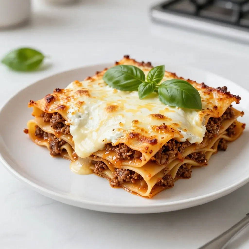 To make Million Dollar Lasagna, gather these key items: - 9 lasagna noodles - 1 pound ground beef - 1 pound Italian sausage - 1 onion, chopped - 3 cloves garlic, minced - 1 (28-ounce) can crushed tomatoes - 2 (15-ounce) cans tomato sauce - 1 (15-ounce) container ricotta cheese - 1 large egg - 3 cups shredded mozzarella cheese - 1 cup grated Parmesan cheese - 2 teaspoons dried basil - 1 teaspoon dried oregano - Salt and pepper to taste - Fresh basil leaves for garnish (optional) Using high-quality ingredients can boost the taste of your lasagna. Here are some ideas: - Use fresh mozzarella instead of shredded for a creamy texture. - Opt for homemade tomato sauce for richer flavors. - Try organic ground beef and sausage for better quality. - Add fresh herbs like basil and oregano instead of dried for vibrant taste. You can customize your lasagna with these optional items: - Spinach or kale for added greens. - Mushrooms for an earthy flavor. - Zucchini or eggplant for extra veggies. - Different cheeses like ricotta or goat cheese for unique textures. Feel free to mix and match these options to create your perfect Million Dollar Lasagna! {{ingredient_image_1}} First, we need to preheat the oven to 375°F (190°C). This step is key for a perfect bake. While the oven heats, bring a large pot of salted water to a boil. Once boiling, add nine lasagna noodles. Cook them according to the package instructions until they are al dente. This means they should still have a slight bite. After cooking, drain the noodles and set them aside. Next, we focus on the meat sauce. In a large skillet, drizzle some olive oil and heat it over medium heat. Add one chopped onion and three minced garlic cloves. Sauté these until they become fragrant and soft. Now, add one pound of ground beef and one pound of Italian sausage. Break the meat apart as it cooks. Cook until the meat is browned and fully cooked. Drain any excess fat from the skillet. Once the meat is cooked, stir in a 28-ounce can of crushed tomatoes and two 15-ounce cans of tomato sauce. Season the mixture with two teaspoons of dried basil, one teaspoon of dried oregano, and salt and pepper to taste. Let this simmer for about 15 minutes to blend the flavors well. Now for the fun part: assembling the lasagna! In a 9x13 inch baking dish, spread a layer of the meat sauce on the bottom. Place three cooked lasagna noodles over the sauce. Next, scoop half of the ricotta cheese mixture over the noodles. To make this mixture, combine one 15-ounce container of ricotta cheese, one large egg, a pinch of salt, and half of one cup of grated Parmesan cheese in a bowl, mixing until smooth. After the ricotta, sprinkle a layer of three cups of shredded mozzarella cheese, followed by another layer of meat sauce. Repeat these layers: noodles, ricotta, mozzarella, and sauce. Finish with noodles on top and pour the remaining meat sauce over them. Sprinkle the rest of the mozzarella and Parmesan cheese on top. Cover the baking dish with aluminum foil and bake it in the preheated oven for 25 minutes. After this, remove the foil and bake for another 15 minutes. You're looking for golden, bubbly cheese. Once done, take the lasagna out and let it rest for 10 minutes before slicing. For a nice touch, garnish with fresh basil leaves if you like. Serve slices on warm plates, and enjoy your meal! To make the meat sauce stand out, use both ground beef and Italian sausage. This mix gives layers of flavor. Start by heating olive oil in a skillet. Sauté chopped onion and minced garlic until soft. The smell will be amazing! Next, add the meats. Cook until they are browned. Don’t forget to drain excess fat for a lighter sauce. Stir in crushed tomatoes and tomato sauce. Add dried basil, oregano, salt, and pepper for taste. Let it simmer for about 15 minutes. This helps the flavors blend well. Cooking your noodles right is key to a great lasagna. Boil salted water in a large pot. Add the lasagna noodles carefully. Cook them until they are al dente, which means they should still have a slight bite. This helps keep the noodles firm in the oven. After cooking, drain them well and lay them flat to prevent sticking. You can even toss them with a little olive oil for extra flavor. To serve your Million Dollar Lasagna beautifully, slice it on a warm plate. This keeps the cheese from cooling too fast. Garnish with fresh basil leaves and a sprinkle of Parmesan cheese. It adds color and flavor. You can also serve it with a side salad or garlic bread for a complete meal. Enjoy your delicious creation! Pro Tips Use Fresh Herbs: Fresh basil or parsley can elevate the flavor of your lasagna. Add them to your meat sauce or sprinkle on top before serving for a burst of freshness. Layering Technique: Ensure your layers are even for a well-balanced bite. Use a spatula to spread sauces and cheeses evenly between layers for consistent flavor in every slice. Rest Before Serving: Allow the lasagna to rest for at least 10 minutes after baking. This helps the layers set, making it easier to slice and serve without falling apart. Make-Ahead Option: You can assemble the lasagna a day in advance and refrigerate it. Just add a few extra minutes to the baking time when you're ready to cook it. {{image_2}} You can make a great vegetarian version of this lasagna. Start by skipping the meats. Use a mix of veggies like spinach, mushrooms, and bell peppers. Sauté them until soft. Then, layer them just like the meat. Use the same ricotta and cheese mix. This way, you get a rich and tasty dish without meat. For a seafood twist, use shrimp or crab. Cook the seafood lightly in a pan. Mix it into the ricotta filling. You can keep the meat sauce as is or replace it with a light white sauce. This adds a unique flavor to the lasagna. Top it with fresh herbs for a fresh taste. You can switch up the cheeses in this recipe. Try using goat cheese or feta for a tangy touch. Cream cheese can also add a rich texture. Mix and match your favorite cheeses to find what you love. Each option gives a new flavor to the lasagna. To store your leftover Million Dollar Lasagna, first let it cool. Once cooled, cut it into portions. Use an airtight container to keep the layers intact. You can also wrap slices tightly in plastic wrap. Store it in the fridge for up to four days. The key is to keep air out to avoid drying. For longer storage, freeze the lasagna. Wrap it tightly in foil or plastic wrap. You can also place it in a freezer-safe container. It can last up to three months in the freezer. To reheat, thaw it in the fridge overnight. Bake it at 350°F (175°C) for about 30 minutes. Cover it with foil to prevent burning. To keep the flavors fresh, store the meat sauce and cheese layers separately if possible. This helps avoid sogginess. When reheating, add a splash of tomato sauce or a bit of water. This keeps the dish moist. For the best taste, enjoy it within a week of making it. This lasagna earns its name from rich flavors and layers. It combines beef, sausage, and cheese. The blend of ricotta, mozzarella, and Parmesan creates a creamy, savory taste. I use fresh herbs, like basil and oregano, to boost the flavor even more. The secret is in the layers; each bite is a rich experience. This dish feels special and luxurious, which is why it stands out. Yes, you can prepare this lasagna ahead of time. Make it up to a day in advance and store it in the fridge. Just cover it tightly with plastic wrap or foil. When you are ready to bake, simply remove the cover and bake as usual. If you freeze it, let it thaw overnight in the fridge before baking. This makes it easy to enjoy on busy days. Avoid these common mistakes for perfect lasagna: - Overcooking noodles: Cook them al dente, as they will soften more in the oven. - Too much sauce: Balance sauce and cheese layers for the best texture. - Skipping rest time: Let it sit for at least 10 minutes after baking. This helps the layers set. - Not covering while baking: Cover with foil to prevent the cheese from burning. Remove it toward the end to brown. By keeping these tips in mind, your lasagna will turn out great every time! You learned about the key ingredients and step-by-step methods to make million-dollar lasagna. We discussed tips to perfect your meat sauce and cook noodles like a pro. You explored variations for dietary needs and how to store leftovers properly. This recipe is easy to follow, and you can impress anyone with it. Whether you choose traditional or an exciting variation, your lasagna will shine on any table. Enjoy creating your delicious masterpiece!