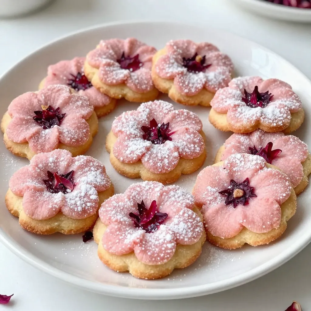 - 2 ½ cups all-purpose flour - 1 teaspoon baking powder - ½ teaspoon baking soda - ½ teaspoon salt - 1 cup unsalted butter, softened - 1 cup granulated sugar - 1 large egg - 1 teaspoon vanilla extract - 2 tablespoons dried hibiscus petals, finely ground - 2 tablespoons powdered sugar (for dusting) To make hibiscus sugar cookies, you need simple ingredients. First, gather all-purpose flour. This is the base for your cookies. Next, grab baking powder and baking soda. These help your cookies rise. Don't forget the salt! It adds flavor. You will also need unsalted butter. Make sure it's softened for easy mixing. Granulated sugar gives sweetness and helps the cookies spread. You will need one large egg for binding everything together. Vanilla extract adds a lovely aroma. The star of the show is dried hibiscus petals. Grind them finely to release their vibrant flavor. Finally, you will use powdered sugar for dusting at the end. This adds a nice touch to your cookies. With these ingredients, you will create lovely, colorful, and tasty hibiscus sugar cookies. {{ingredient_image_1}} 1. Preheat the oven and prepare baking sheets: Set your oven to 350°F (175°C). Line two baking sheets with parchment paper. This step keeps the cookies from sticking. 2. Whisk dry ingredients together: In a mixing bowl, add 2 ½ cups of all-purpose flour, 1 teaspoon of baking powder, ½ teaspoon of baking soda, ½ teaspoon of salt, and 2 tablespoons of finely ground dried hibiscus petals. Whisk these together until well mixed. This ensures even flavor throughout the cookies. 3. Creaming butter and sugar: In another large bowl, beat 1 cup of softened unsalted butter and 1 cup of granulated sugar together. Use an electric mixer for about 3-4 minutes. The mix should look light and fluffy. 4. Adding egg and vanilla: Next, crack in 1 large egg and pour in 1 teaspoon of vanilla extract. Continue to mix until fully combined. This adds richness to your cookies. 5. Combining wet and dry ingredients: Gradually add the dry flour mix to the butter mixture. Mix on low speed until just combined. Be careful! Over-mixing can make the cookies tough. 6. Shaping and flattening cookie balls: Scoop tablespoon-sized portions of dough and roll them into balls. Place them on the prepared baking sheets, leaving about 2 inches between each ball. Flatten each ball slightly with the bottom of a glass. This creates a nice, smooth surface for baking. 7. Recommended baking time and appearance: Bake the cookies in the preheated oven for 10-12 minutes. Look for lightly golden edges. The centers may still look soft, which is perfect for a chewy texture. 8. Cooling on baking sheet: After baking, take the cookies out and let them cool on the baking sheet for about 5 minutes. This helps them set before moving. 9. Dusting with powdered sugar: Once cooled, lightly dust the cookies with 2 tablespoons of powdered sugar. This adds a sweet touch and makes them look elegant. Enjoy your delicious hibiscus sugar cookies! Measuring flour correctly For the best cookies, measure your flour right. Use the spoon-and-level method. This means spooning the flour into your measuring cup, then leveling it off with a knife. This way, you avoid using too much flour, which can make cookies dry. Avoiding over-mixing Mix your dough just until combined. Over-mixing can make cookies tough instead of soft. When you add the dry mix to the wet mix, stir gently. Stop when you see no more flour. This keeps your cookies light and airy. Using fresh hibiscus petals If you can find fresh hibiscus petals, try them! They add a vibrant color and fresh flavor. Just finely chop them and replace some dried petals in your recipe. Fresh petals can boost the taste and aroma of your cookies. Adding citrus or spices For a tasty twist, add citrus zest or spices. A little lemon or orange zest brightens the flavor. You can also try a pinch of cinnamon or nutmeg for warmth. These additions create layers of taste that make your cookies special. Tips for using a different sweetener If you want to switch your sweetener, use coconut sugar or honey. Coconut sugar works well in equal amounts. Honey is sweeter, so cut the amount by about 25%. Remember to reduce the liquid by a teaspoon if you use honey. Equipment suggestions Use quality baking sheets and parchment paper. They help cookies bake evenly and prevent sticking. If you have a cookie scoop, use it! It makes portioning dough easier and gives you uniform cookies. Pro Tips Use Fresh Hibiscus: For the best flavor and vibrant color, use fresh hibiscus petals instead of dried ones. If dried is all you have, ensure they are finely ground for even distribution. Chill the Dough: For thicker cookies with a chewy center, chill the dough for at least 30 minutes before baking. This helps the cookies maintain their shape while baking. Watch Baking Time: Oven temperatures can vary, so keep an eye on the cookies. Bake until the edges are golden, even if the centers look a bit soft. Experiment with Flavors: Feel free to add other flavors like lemon zest or almond extract for a unique twist on the classic hibiscus flavor. {{image_2}} You can change up the taste of hibiscus sugar cookies easily. Here are two fun ideas: - Citrus Hibiscus Sugar Cookies: Add zest from lemon or orange to the dough. The zest gives a bright flavor that pairs well with hibiscus. Mix in about 1 tablespoon of zest when you add the wet ingredients. It adds a fresh touch. - Chocolate Hibiscus Cookies: For a rich twist, mix in cocoa powder. Use 1/4 cup of unsweetened cocoa powder. This will deepen the color and flavor. The chocolate and hibiscus create a unique taste that you will love. You can make these cookies fit your dietary needs. Here are some options: - Gluten-free options: Use a gluten-free flour blend instead of all-purpose flour. Make sure the blend has a good structure. This way, you can enjoy the cookies without gluten. - Vegan substitutions: Substitute butter with coconut oil or vegan butter. For the egg, use a flax egg. Mix 1 tablespoon of ground flaxseed with 2.5 tablespoons of water. Let it sit for a few minutes before adding it to the dough. These changes keep the cookies tasty and plant-based. The look of your cookies can be just as fun as the taste. Here are some ideas: - Decorative icing ideas: Use royal icing to add designs on top of your cookies. You can color it with natural dyes or food coloring. This makes each cookie pop. - Seasonal variations for holidays: For special occasions, use holiday-themed cookie cutters. Shape the dough into stars or hearts. You can also add sprinkles that match the season. These little touches make your cookies festive and fun. To keep your hibiscus sugar cookies fresh, store them at room temperature. Place them in an airtight container. This method keeps them soft for several days. Avoid stacking them too tightly, as this can cause them to stick together. If you want to store cookies for a longer time, freezing is a great option. Wrap each cookie in plastic wrap. Then, place them in a freezer-safe bag or container. They can last up to three months in the freezer. When you're ready to eat them, let them thaw at room temperature. To keep cookies soft, add a slice of bread to your storage container. The moisture from the bread helps maintain the cookies' texture. Just replace the bread slice every few days to keep it fresh. If you want to enjoy warm cookies again, reheating is easy. Preheat your oven to 300°F (150°C). Place the cookies on a baking sheet and heat for about 5-7 minutes. This will bring back their softness and flavor. Enjoy them fresh-baked, even days later! Hibiscus sugar cookies are sweet treats with a twist. They have a unique flavor from dried hibiscus petals. The cookies are soft and chewy, with a slightly tart taste. This tartness balances well with the sweet sugar. You can expect a lovely floral aroma as they bake. The color is often a soft pink, making them visually appealing. Yes, you can! If you don't have dried hibiscus petals, you can use other flavors. Consider using lemon zest for a citrus kick. You can also try adding almond extract or lavender. Each option gives a new twist to the cookie while keeping it delicious. To check if your cookies are done, look for golden edges. The centers may still look soft, which is fine. You can also use a toothpick to test doneness. If it comes out clean or with few crumbs, they are ready. Let them cool slightly on the baking sheet before moving them. Using fresh hibiscus flowers is possible, but there are some tips. Fresh flowers have more moisture than dried ones. You will need to adjust the amount to avoid soggy cookies. Make sure to wash and dry the flowers well before using. This way, you can enjoy the unique flavor of fresh hibiscus in your cookies. You learned how to make delicious hibiscus sugar cookies. We covered the ingredients, mixing steps, and baking tips. Don’t forget to try variations like citrus or chocolate for added fun. Storing cookies properly helps keep them fresh and tasty. Experimenting with flavors gives you a lot of options. Enjoy your baking journey and share these treats with others. I hope this guide makes you excited to create these sweet delights!