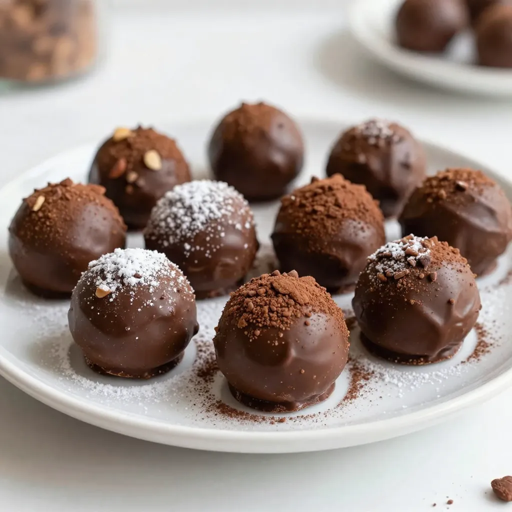 - 8 oz dark chocolate (70% cocoa), chopped - 1/2 cup heavy cream - 1/4 cup almond milk - 1 teaspoon pure almond extract - 1/4 cup powdered sugar (plus extra for dusting) - 1/4 cup crushed almonds (for rolling) - 1 tablespoon unsweetened cocoa powder (for rolling) You can add fun twists to your truffles. Here are some ideas: - Use milk chocolate instead of dark chocolate for a sweeter taste. - Try adding a splash of coffee liqueur for a mocha flavor. - Mix in a pinch of sea salt for a sweet and salty combo. - Add orange zest for a bright and fresh touch. Not every kitchen has the same items. Here are some easy swaps: - Swap heavy cream with coconut cream for a dairy-free option. - Use soy or oat milk instead of almond milk if you have allergies. - Replace almond extract with vanilla extract if you prefer. - Use ground nuts like pecans or walnuts in place of almonds for rolling. These ingredients make the truffles rich and tasty. Feel free to get creative with your choices. {{ingredient_image_1}} Making Amaretto chocolate truffles is simple and fun. You need about 30 minutes for prep. After that, give them time to chill. The total time is about 2.5 hours, including cooling. This recipe makes 16 truffles, perfect for sharing or enjoying alone. 1. Place 8 oz of chopped dark chocolate in a medium bowl. 2. In a small saucepan, mix 1/2 cup heavy cream and 1/4 cup almond milk. Heat it over medium heat. Stir occasionally until it steams and bubbles form. Do not let it boil. 3. Pour the hot cream mixture over the chocolate. Let it sit for 1-2 minutes. This softens the chocolate. 4. Gently stir the chocolate and cream until it becomes smooth. 5. Add 1 teaspoon pure almond extract and 1/4 cup powdered sugar. Mix well until fully combined. 6. Cover the bowl with plastic wrap. Place it in the fridge for at least 2 hours. This helps the mixture firm up. 7. When the mixture is firm, scoop small portions. Roll each into a ball, about 1 inch wide. 8. In a shallow bowl, combine 1/4 cup crushed almonds and 1 tablespoon cocoa powder. 9. Roll each truffle in the almond-cocoa mix until coated. 10. Place the truffles on a parchment-lined baking sheet. Dust them lightly with extra powdered sugar if you like. 11. Chill the truffles for another 30 minutes to set completely. To get the best texture, ensure your chocolate is high quality. The cream should be hot but not boiling. Mix gently to avoid air bubbles. Chill the mixture long enough so it is firm but still easy to handle. When rolling, keep your hands cool to prevent melting. Enjoy your delicious truffles! To make your Amaretto Chocolate Truffles, gather a few key tools. You will need: - A medium mixing bowl - A small saucepan - A spatula - A cookie scoop or your hands - A shallow bowl for rolling - Parchment paper These tools will help you create smooth truffles with ease. The mixing bowl is great for melting chocolate. The saucepan heats the cream and almond milk just right. The spatula ensures a smooth blend. A cookie scoop helps with portioning, while parchment paper keeps things tidy. Rolling truffles can be fun but tricky. Here are some tips: 1. Chill the mixture: After mixing, chill the chocolate for at least 2 hours. This makes it firm and easy to handle. 2. Use cold hands: Wet your hands with cold water. This helps prevent the chocolate from melting while you roll. 3. Roll quickly: Work fast, and shape the mixture into 1-inch balls. 4. Coat evenly: When rolling in the almond-cocoa mix, ensure every part is covered. This gives the truffles a rich flavor and texture. Following these tips helps create beautiful, round truffles. Presenting your truffles can impress your guests. Try these ideas: - Decorative box: Place them in a beautiful box lined with tissue paper. - Serving plate: Use a fancy plate and add edible flowers for a touch of elegance. - Gift option: Wrap them nicely as a gift for friends or family. Serving truffles this way adds charm and makes them more enjoyable. Enjoy your sweet treats! Pro Tips Use Quality Chocolate: The flavor of your truffles will largely depend on the quality of the chocolate you choose. Opt for high-quality dark chocolate with at least 70% cocoa for rich flavor. Temperature Control: Ensure the cream mixture is heated until it steams but does not boil. Boiling can cause the chocolate to seize, resulting in a gritty texture. Chill Thoroughly: Make sure to chill the truffle mixture long enough for it to firm up. If it's too soft, rolling will be difficult and messy. Experiment with Coatings: Feel free to mix up the coatings for your truffles. Try rolling them in crushed nuts, shredded coconut, or even sprinkles for a fun twist! {{image_2}} You can switch up the flavor of your Amaretto Chocolate Truffles easily. Try using different liqueurs like hazelnut or coffee for a unique twist. Simply replace the Amaretto with an equal amount of your chosen liqueur. Each will bring its own charm to the truffles. For a fruity touch, use orange liqueur. The options are endless, and you can tailor them to your taste. If you need a vegan version, replace the heavy cream with coconut cream. Use almond milk in place of regular milk, too. Look for dark chocolate that is dairy-free. Many brands offer great options. Ensure your powdered sugar is vegan as well. You can enjoy these truffles without compromising on flavor or ethics. Coatings make your truffles fun and tasty! Instead of the almond-cocoa mix, roll them in shredded coconut for a tropical feel. Crushed nuts, crushed candy, or even sprinkles can add a burst of color and texture. You can also dust them with matcha powder for a unique flavor. Get creative and make them your own! To keep your Amaretto chocolate truffles fresh, place them in an airtight container. Line the container with parchment paper to avoid sticking. Store them in the refrigerator if you want them to last longer. Make sure to keep them cool, as heat can change their texture. Avoid storing them in a warm area or near strong smells. Amaretto chocolate truffles stay fresh for about one week in the fridge. If you want to keep them longer, consider freezing them. When ready to eat, let them sit at room temperature for about 15 minutes. This brings back their smooth texture and rich flavor. Always check for any signs of spoilage, like an off smell or discoloration, before you enjoy them. To freeze your truffles, first place them on a baking sheet without touching each other. Freeze until solid, then transfer them to a freezer-safe bag or container. They can last for up to three months in the freezer. When you want to eat them, move them to the fridge overnight to thaw. Avoid thawing them at room temperature to maintain their quality. You can swap dark chocolate for semi-sweet chocolate. This will make your truffles sweeter. Milk chocolate is also an option if you prefer a creamier taste. Just remember, using a sweeter chocolate will change the taste. Aim for quality chocolate that you enjoy eating. To make truffles without alcohol, simply skip the Amaretto. You can use extra almond extract for flavor instead. If you want more depth, try adding a splash of coffee or vanilla extract. This keeps the taste rich without any alcohol. Yes, you can find Amaretto Chocolate Truffles at many candy shops or bakeries. Some grocery stores also carry them in the chocolate section. However, homemade truffles often taste better. Making your own gives you control over the flavors and quality. This post covered how to make Amaretto Chocolate Truffles. We explored needed ingredients, detailed steps, and handy tips. You can change flavors and even make them vegan. Proper storage helps keep them fresh longer. I hope you feel more confident in making these truffles. Enjoy creating this tasty treat!