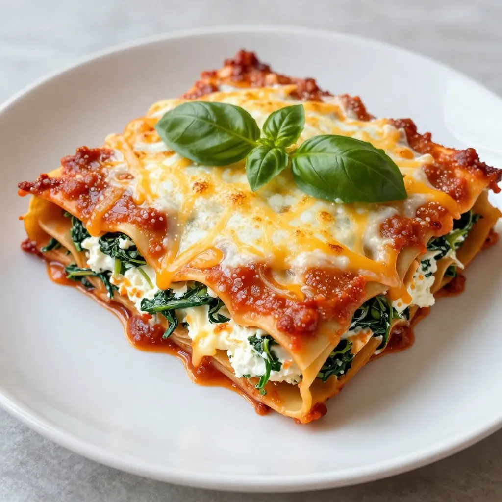 To make lasagna roll-ups, you need 9-12 lasagna noodles. Start by cooking them. Follow the package instructions until they are al dente. Drain the noodles and lay them flat on a clean surface. This helps them cool and prevents sticking. The filling makes the roll-ups special. You will need: - 1 cup ricotta cheese - 1 cup fresh spinach, chopped - 1 cup mozzarella cheese, shredded - 1/2 cup grated Parmesan cheese - 1 egg - 1 teaspoon garlic powder - Salt and pepper to taste Mix these ingredients in a bowl. The ricotta and spinach blend well. Add garlic powder for flavor. The egg helps bind the filling. For the sauce, you will use 2 cups of marinara sauce. This adds moisture and flavor. You’ll also need: - 1 tablespoon olive oil - 1/2 cup mozzarella cheese (for topping) Spread some marinara sauce at the bottom of your baking dish. This keeps the roll-ups moist. Use fresh basil leaves to garnish if you like. They add a nice touch! {{ingredient_image_1}} First, cook the lasagna noodles. Bring a large pot of water to a boil. Add a pinch of salt to the water. Cook the noodles until they are al dente, about 8-10 minutes. Check the package for exact times. Once done, drain the noodles. Lay them flat on a clean surface to cool. This helps prevent them from sticking together. Now, let’s prepare the filling. In a mixing bowl, combine these ingredients: - 1 cup ricotta cheese - 1 cup fresh spinach, chopped - 1/2 cup mozzarella cheese, shredded - 1/2 cup grated Parmesan cheese - 1 egg - 1 teaspoon garlic powder - Salt and pepper to taste Mix all the ingredients well until you have a smooth filling. The spinach adds great color and flavor. This mixture will be the heart of your roll-ups. Next, we assemble the roll-ups. Start with a lasagna noodle. Spoon a generous amount of the cheese and spinach mixture onto one end of the noodle. Carefully roll it up from that end. Place the roll-up seam-side down in a baking dish. Repeat this for all noodles. Each roll should be snug but not too tight, allowing for some space to expand. After assembling, it’s time to bake. Preheat your oven to 375°F (190°C). Spread a thin layer of marinara sauce on the bottom of a 9x13 inch baking dish. Use about 1/2 cup of sauce for this. Once all roll-ups are in the dish, pour the rest of the marinara sauce on top. Sprinkle with the remaining mozzarella cheese. Cover with aluminum foil and bake for 25 minutes. Remove the foil and bake for an additional 10-15 minutes, or until the cheese is bubbly and golden. Let it cool for a few minutes before serving. Enjoy this delightful dish! To cook lasagna noodles well, boil a large pot of salted water. Add the noodles and stir gently. Cook them until they are just firm, or al dente. This usually takes about 8 to 10 minutes. Don't overcook them, or they will fall apart. Drain the noodles and lay them flat on a clean surface. This helps them cool and keeps them from sticking together. For a tasty filling, use fresh ingredients. I like to mix ricotta cheese with chopped spinach for a fresh taste. Add garlic powder, salt, and pepper to enhance the flavor. You can also experiment with herbs like basil or oregano. Make sure to mix the filling well. This way, every bite is full of flavor. A well-seasoned filling makes all the difference in your lasagna roll-ups. To get a great cheese melt, use a mix of cheeses. I recommend mozzarella for its stretch and Parmesan for its sharp flavor. Layer some cheese into the filling and on top. This adds richness and creaminess. Baking covered with foil helps melt the cheese evenly. Remove the foil at the end to get a nice golden top. A bubbly, golden cheese layer makes your dish look and taste amazing! Pro Tips Perfectly Cooked Noodles: Ensure the lasagna noodles are cooked al dente; this prevents them from becoming too soft during baking. Flavor Boost: Add a pinch of nutmeg to the ricotta mixture for a subtle yet delightful flavor enhancement. Extra Creaminess: For an even creamier filling, mix in a splash of heavy cream to the ricotta and spinach blend. Make Ahead: Assemble the roll-ups in advance and refrigerate them. Just add a few extra minutes to the baking time when ready to cook. {{image_2}} You can mix and match fillings in lasagna roll-ups. Besides spinach and ricotta, try using cooked ground beef or turkey for a hearty option. You can also add roasted vegetables like zucchini or bell peppers for a fresh taste. For a creamy twist, blend in some cream cheese or goat cheese. While marinara is classic, other sauces can shine in this dish. Alfredo sauce adds a rich, creamy flavor. You can also use pesto for a fresh, herby note. A simple olive oil and garlic sauce can elevate the taste. Feel free to layer sauces for more depth. Lasagna roll-ups fit any diet. For vegetarians, fill them with veggies, herbs, and cheeses. For meat lovers, add ground beef, sausage, or chicken. You can even mix both! This way, everyone enjoys a tasty meal. Just adjust cooking times for different fillings to ensure they cook through. After you enjoy your lasagna roll-ups, store the leftovers in the fridge. Place them in an airtight container. They will stay fresh for about 3-5 days. When ready to eat, just reheat and enjoy! You can freeze lasagna roll-ups for later. First, let them cool completely. Then, wrap each roll-up in plastic wrap. After that, place them in a freezer bag or container. They can last up to 3 months in the freezer. To reheat, thaw them in the fridge overnight. Then, preheat your oven to 375°F (190°C). Place the roll-ups in a baking dish with some marinara sauce. Cover with foil and bake for about 25 minutes. Check that they are hot all the way through. For storing, use glass or plastic containers with tight lids. These keep the roll-ups fresh. If you freeze them, use freezer bags that can seal well. This prevents freezer burn and keeps them tasty. If you need a substitute for ricotta cheese, try cottage cheese. It has a similar texture and taste. You can also use cream cheese for a richer flavor. Blend it with a little milk to make it smoother. Silken tofu is a great vegan option. It adds creaminess without dairy. Yes, you can make lasagna roll-ups ahead of time! Prepare them, then cover and chill in the fridge. You can assemble them up to 24 hours in advance. Just add a few extra minutes to the baking time. This makes dinner easy on busy days. You will know the roll-ups are done when the cheese is bubbly and golden. Look for a nice brown color on top. If you poke a roll-up, the filling should be hot. Use a food thermometer to check if it reaches 165°F. That means it's safe to eat! Many sides go well with lasagna roll-ups. A fresh green salad adds crispness. Garlic bread brings a nice crunch. Roasted vegetables add color and flavor too. You might also enjoy a side of steamed broccoli or zucchini. Each adds balance to the meal. Making lasagna roll-ups is a fun and tasty project. You learned how to prepare the noodles, fill them, and bake them to perfection. We also explored tips for great flavor and cheese. You can change the fillings and sauces to fit your taste. Remember to store your leftovers well and feel free to swap ingredients as needed. I hope you enjoy creating these delicious meals! Cooking should be fun, so experiment and make it your own!