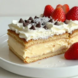 To make Minute No-Bake Twinkie Cake, gather these key ingredients: - 10 Twinkies - 1 cup whipped cream (store-bought or homemade) - 1 cup vanilla pudding (instant mix is fine) - 1/2 cup chocolate chips You can add some fun twists to your cake with these optional items: - 1/4 cup shredded coconut - Fresh strawberries or cherries for garnish If you need to swap items, here are some ideas: - Use a different type of cake, like sponge cake, instead of Twinkies. - Make your own whipped cream with heavy cream and sugar. - Try chocolate pudding instead of vanilla for a richer taste. - Use nuts or dried fruit in place of chocolate chips for a unique flavor. {{ingredient_image_1}} Start by slicing the Twinkies in half lengthwise. You will need 20 halves for the cake. This step is simple but key to a good layer. Use a sharp knife to make even cuts. Place the Twinkie halves cut side up in your container. This will be the first layer of your cake. In a mixing bowl, add one cup of vanilla pudding mix. Pour in one cup of whipped cream. Mix with a spatula until it is smooth and creamy. This will make a delicious filling for your cake. You want it to be well combined, with no lumps. This mixture adds sweetness and creaminess to each bite. Now, it’s time to build your cake. Start with half of the Twinkie halves. Place them in your dish, cut side up. Next, spread half of the vanilla pudding mixture over the Twinkies. Use a spatula to get an even layer. Sprinkle half of the chocolate chips and coconut on top. Repeat this process with the rest of the Twinkie halves. Add the remaining pudding mixture and finish with the last bits of chocolate chips and coconut. Cover the dish with plastic wrap. Chill in the fridge for at least 30 minutes. This helps the flavors blend together. To make this cake extra tasty, use fresh Twinkies. They should be soft and moist. When you cut them, slice carefully to keep the halves even. This cake needs layers, so make sure to spread the pudding mixture smoothly. For added flavor, mix in a few chocolate chips with the pudding. Chill the cake for at least 30 minutes. This helps the flavors meld together. Serving is key to making the cake look great. You can put it in a clear dish. This lets everyone see those lovely layers. For a fun twist, serve in cups. Top each serving with whipped cream and a sprinkle of chocolate chips. Fresh strawberries or cherries add a nice touch and color. If you want, add a mint leaf for a pop of green. One mistake is rushing the chilling time. If you skip this step, the cake won’t hold its shape. Another mistake is not layering evenly. This can make the cake fall apart when you serve it. Avoid using too much pudding; it should not overflow. Lastly, don’t forget to garnish! A plain top looks boring, so add those fruits for flair. Pro Tips Layer for Texture: Ensure you alternate the layers of Twinkies and pudding mixture to create a balanced texture and flavor in every bite. Chill for Flavor: Allow the cake to chill longer than 30 minutes if possible; this will enhance the melding of flavors and make the cake even more delicious. Use Fresh Ingredients: Opt for fresh whipped cream and ripe fruits for garnish to elevate the overall taste and presentation of the cake. Experiment with Toppings: Feel free to customize the toppings; try adding nuts, sprinkles, or even a drizzle of caramel for extra flavor and visual appeal. {{image_2}} You can easily change the flavor of the Minute No-Bake Twinkie Cake. For a chocolate twist, use chocolate pudding instead of vanilla. This adds a rich taste that pairs well with the Twinkies. You can also add a layer of chocolate syrup for extra sweetness. For a fruity flair, try strawberry pudding. This gives a fresh and vibrant taste. Fresh strawberries can top off the cake, adding color and flavor. If you need gluten-free options, choose gluten-free Twinkies or sponge cakes. Instead of instant pudding, use a gluten-free mix. For a dairy-free cake, opt for coconut whipped cream and almond milk pudding. Both options keep the cake creamy and delicious. You can even use dairy-free chocolate chips to maintain the taste. This cake fits many occasions! For birthday parties, slice it into fun shapes. Add colorful sprinkles for a festive touch. For casual gatherings, serve it in cups for easy eating. If it's a holiday, use seasonal fruits for decoration. Fresh cherries or raspberries add a nice pop of color. No matter the event, this cake will wow your guests! To keep your Minute No-Bake Twinkie Cake fresh, cover it tightly. Use plastic wrap or a lid. Store it in the fridge for the best taste. This cake stays cool and creamy, ready for a sweet snack. You can freeze this cake if you want to save some for later. Cut the cake into slices before freezing. Wrap each slice in plastic wrap and then in foil. This way, it stays fresh and tasty. When you want to eat it, let it thaw in the fridge overnight. The no-bake Twinkie cake lasts about 3 to 4 days in the fridge. After that, it may lose some flavor and texture. If frozen, it can last up to 2 months. Just remember, the sooner you eat it, the better it will taste! Yes, you can use homemade vanilla pudding. Just make sure it is fully set before using. This will give your cake a richer flavor. Homemade pudding adds a nice touch, but instant pudding saves time. The no-bake cake needs at least 30 minutes to chill. Chilling helps the layers blend together. If you want a firmer cake, chill it for a few hours. Longer chilling time can improve the taste. You can use cool whip for a quick swap. If you want a healthier option, try Greek yogurt. It adds creaminess and protein. Another choice is whipped coconut cream for a dairy-free version. These options work well in the cake. You learned how to make a no-bake Twinkie cake with simple steps and tasty options. We covered ingredients, preparation, and tips for a perfect dessert. I shared ideas for variations and how to store it. Don’t forget to try different flavors and note the common mistakes to avoid. Enjoy your cake at any special event or just for fun. Now, get ready to impress friends and family with your delicious creation!