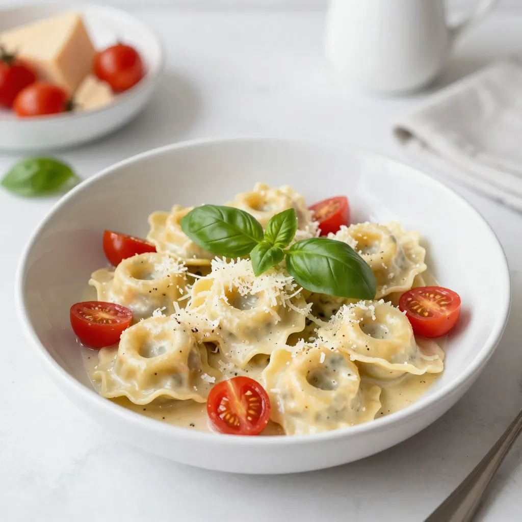You need these items to make Marry Me Tortellini: - 12 oz cheese tortellini (fresh or frozen) - 2 tablespoons olive oil - 3 cloves garlic, minced - 1 cup cherry tomatoes, halved - 1 cup heavy cream - 1 cup grated Parmesan cheese - 1 teaspoon Italian seasoning - 1/2 teaspoon crushed red pepper flakes (optional) - Salt and pepper to taste - Fresh basil leaves for garnish You can swap items if needed. Use any pasta if you can't find tortellini. Cream cheese can replace heavy cream for a lighter dish. For a dairy-free option, try coconut milk or almond milk. If you don't like cherry tomatoes, use sun-dried tomatoes instead. You can also use any cheese you prefer. Fresh tortellini has a soft texture and cooks quickly. It's often found in the fridge section. Frozen tortellini lasts longer and is easy to store. Both types taste great in this dish. If using frozen, cook it directly from the freezer for the best results. {{ingredient_image_1}} Start by cooking the cheese tortellini. Follow the package instructions. You want them al dente. This means they should be firm, not soft. Once done, drain the tortellini and set them aside. Now, let’s make the sauce. Grab a large skillet and heat the olive oil over medium heat. Add the minced garlic. Sauté it for about 30 seconds. You want it to smell great. Next, toss in the halved cherry tomatoes. Cook them for 3 to 4 minutes until they soften. Pour in the heavy cream and let it simmer gently. Stir in the grated Parmesan cheese until it melts. This makes the sauce creamy and rich. Add in the Italian seasoning, crushed red pepper flakes, salt, and pepper. Mix well to combine all the flavors. Gently fold the cooked tortellini into the creamy sauce. Make sure all the tortellini are coated well. Cook for an extra 2 to 3 minutes on low heat. This warms everything through. Taste the dish and adjust the seasoning if needed. To make the sauce rich and smooth, use full-fat heavy cream. This gives the sauce a nice thickness. As you heat the cream, be careful not to let it boil. Stir often to keep it from sticking. The key is to mix in the Parmesan slowly. This helps it melt evenly. If the sauce feels too thick, add a splash of pasta water. This will loosen it up while adding flavor. When serving Marry Me Tortellini, presentation matters. Use shallow bowls to show off the dish. Top it with fresh basil leaves for color. A sprinkle of extra Parmesan adds a nice touch too. Pair this dish with a side salad for a crisp contrast. Garlic bread is another great choice. It soaks up the creamy sauce and makes every bite better. To enhance the meal, choose a light white wine. A Pinot Grigio or Sauvignon Blanc works well. These wines complement the creamy sauce without overpowering it. If you prefer red, try a light Chianti. It pairs nicely with the flavors of the dish. For side dishes, a simple green salad adds freshness. Roasted veggies can also balance the richness of the tortellini. Pro Tips Perfectly Cook the Tortellini: Always cook the tortellini until al dente to ensure they maintain a firm texture and don't become mushy in the sauce. Fresh Ingredients Matter: Use fresh garlic and basil for enhanced flavor. Fresh cherry tomatoes will also add a delightful sweetness to the dish. Customize the Heat: Adjust the amount of crushed red pepper flakes according to your spice preference. You can also add a dash of hot sauce for an extra kick! Leftover Sauce: If you have leftover sauce, it can be stored in the refrigerator for up to 3 days. Reheat it gently and add a splash of cream to bring it back to life. {{image_2}} You can easily make Marry Me Tortellini vegetarian. Start by skipping the meat and using only veggies. Try adding spinach, zucchini, or mushrooms. These add color and flavor. You can also replace heavy cream with coconut milk for a vegan twist. This makes the dish creamy and tasty without dairy. To make this dish heartier, add protein. Cooked chicken breast or shrimp work great. Just sauté them in the skillet before adding garlic. You can also use tofu or chickpeas for a plant-based option. They soak up the creamy sauce well and boost the dish's nutrition. To elevate the flavor, mix in fresh herbs like parsley or thyme. A splash of lemon juice adds brightness too. You can also use sun-dried tomatoes for a tangy kick. For heat, add more crushed red pepper flakes. Each of these changes will make your dish unique and delicious. To store your Marry Me Tortellini, let it cool down first. Use an airtight container. This keeps the creamy sauce fresh. Place it in the fridge. It can last for 3 to 4 days. Make sure to label the container with the date. This way, you’ll know when to eat it. When you’re ready to enjoy your leftovers, reheat carefully. Use a skillet on low heat. Add a splash of cream or water to help it warm. Stir gently to keep the sauce smooth. You can also use the microwave. Heat in short intervals, stirring in between. If you want to freeze Marry Me Tortellini, it’s best to do so before adding cream. Cook the tortellini and cool it completely. Then place it in a freezer-safe bag. Remove as much air as possible. It can stay in the freezer for up to 3 months. When ready to eat, thaw it in the fridge overnight. Then, cook it in a skillet with cream to finish. "Marry Me Tortellini" is a fun name for this dish. People say it because the flavor is so good, it could win someone's heart. The creamy sauce, cheese tortellini, and fresh tomatoes blend well. It feels like a special meal for a romantic dinner. Yes, you can make this dish ahead of time. Cook the tortellini and sauce separately. Store each in an airtight container in the fridge. When you're ready to eat, just heat them together on low heat. Stir well to blend the flavors again. To make this recipe dairy-free, swap the heavy cream for coconut cream or cashew cream. Use a dairy-free cheese instead of Parmesan. This keeps the dish creamy and tasty without dairy. Just adjust the seasoning to match your taste. We covered key points for making Marry Me Tortellini, from ingredients to storing leftovers. Choosing the right fresh or frozen tortellini can change the dish. You learned how to cook it and make a creamy sauce. Plus, I shared tips for serving and wine pairing options. Don’t forget variations to suit any taste. Enjoy your dish and feel free to adapt recipes as you wish. Happy cooking!