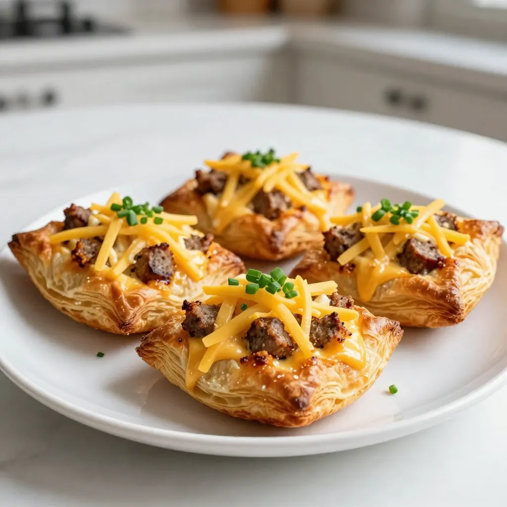 - 2 cups all-purpose flour - 1 cup unsalted butter, chilled and cubed - 4 oz cream cheese, softened - 1 cup cooked breakfast sausage, crumbled - 1 cup shredded cheddar cheese - 1 tablespoon fresh chives, chopped - 1 teaspoon salt - 1 tablespoon sugar - Black pepper to taste For these savory breakfast pop tarts, I focus on simple yet rich flavors. The all-purpose flour forms the base of the dough, giving it a delightful crunch. I like to use chilled unsalted butter, which helps create a flaky texture. Cream cheese adds a nice creaminess, making each bite so good. Next, the flavorful additions take these pop tarts to the next level. Cooked breakfast sausage brings a hearty taste, while shredded cheddar adds a melty richness. Fresh chives give a pop of color and a mild onion flavor. Lastly, don't forget the basic staples. Salt enhances all the flavors. Sugar balances the savory notes, and black pepper adds a touch of spice. Together, these ingredients create a wonderful breakfast experience you won't forget. {{ingredient_image_1}} 1. First, grab a large bowl. Whisk together 2 cups of all-purpose flour, 1 teaspoon of salt, and 1 tablespoon of sugar. Mix until everything is well combined. 2. Next, add 1 cup of chilled, cubed unsalted butter to the flour mixture. Use your fingers or a pastry cutter. Mix until it looks like coarse crumbs. 3. Now, slowly add 6-8 tablespoons of ice water, one tablespoon at a time. Stir just until the dough comes together. Don't overmix! 1. Divide the dough into two discs. Wrap each disc in plastic wrap and place them in the fridge for at least 30 minutes. This helps the dough firm up. 2. After chilling, take one disc out. On a lightly floured surface, roll it out to about 1/8 inch thick. 3. Use a knife or pizza cutter to cut out rectangles, about 4x6 inches. Repeat this step with the second disc. 1. In a mixing bowl, combine 4 oz of softened cream cheese, 1 cup of crumbled cooked breakfast sausage, 1 cup of shredded cheddar cheese, and 1 tablespoon of chopped fresh chives. Add black pepper to taste. Mix well until smooth. 2. Place a tablespoon of the filling on one half of each dough rectangle, leaving some space at the edges. 3. Fold the other half of the dough over the filling. Press the edges to seal them. Use a fork to crimp the edges for a nice look. 1. Preheat your oven to 400°F (200°C). Line a baking sheet with parchment paper to prevent sticking. 2. Brush the tops of the pop tarts with 2 beaten eggs for a nice golden finish. 3. Make small slits on top of each pop tart. This helps steam escape while baking. 4. Bake in the preheated oven for 20-25 minutes. Look for a golden brown color to know they are done. To make great pop tarts, start with the dough. - Avoiding overmixing: When you mix the flour and butter, stop as soon as it looks like crumbs. Overmixing makes the dough tough. You want it soft and flaky. - Ensuring the butter is chilled: Keep your butter cold. It helps the dough rise and stay light. If the butter is too warm, your pop tarts won't be as flaky. To make your pop tarts even better, think about the flavor. - Substitutes for sausage: If you don’t want sausage, use cooked bacon or veggies. Spinach or mushrooms work well too. They add great taste and keep it hearty. - Cheese options for different tastes: Cheddar is classic, but you can try pepper jack for spice or cream cheese for a milder flavor. Mixing cheeses can also give a rich taste. Presentation matters, especially for breakfast. - Crimping for presentation: Use a fork to crimp the edges of your pop tarts. This seals in the filling and looks nice too. It adds a touch of charm to your dish. - Making slits for steam release: Cut small slits on top of each pop tart. This helps steam escape while baking. It prevents soggy pastry and keeps the filling perfect. Pro Tips Chill Your Ingredients: Make sure your butter and cream cheese are very cold. This helps achieve a flakier pastry when baked. Don’t Overwork the Dough: Mix the dough just until it comes together. Overworking can lead to tough pop tarts. Seal Properly: Ensure the edges are well sealed to prevent the filling from leaking during baking. Crimping with a fork adds both decoration and a tight seal. Experiment with Fillings: Feel free to get creative with your fillings! You can use different cheeses, meats, or even vegetables to suit your taste. {{image_2}} You can mix and match fillings for your pop tarts. For a vegetarian option, try mushrooms, spinach, and feta cheese. These ingredients add great taste without meat. You can also use beans or lentils for protein. If you want alternative proteins, consider turkey or chicken sausage. These meats bring a lighter flavor. Even tofu works well if you want a plant-based choice. Spice things up with jalapeños for a kick. Add fresh peppers to the filling for a zesty bite. You can also create herbed options. Use fresh herbs like rosemary or basil to enhance the taste. Mixing herbs can give your pop tarts a unique flair. Try adding a touch of garlic or onion powder for extra flavor depth. You can change the dough to fit your needs. For a healthier option, use whole wheat flour. This gives a nutty flavor and more fiber. If you need gluten-free pop tarts, use a gluten-free flour blend. Just make sure to check the brand for best results. Both options keep the recipe tasty and fun! After enjoying your savory breakfast pop tarts, store any leftovers in the fridge. Place them in an airtight container. This keeps them fresh and tasty. You can keep them in the fridge for up to three days. If they last that long, they will still taste great when you reheat them. If you want to freeze your pop tarts, do it before baking. Wrap each one in plastic wrap and then place them in a freezer bag. This will help keep them fresh. You can freeze them for up to three months. When you are ready to bake, just take them out and let them thaw in the fridge overnight. To reheat, bake them straight from the freezer at 400°F (200°C) for 25 to 30 minutes. Check for a golden brown color to know they are done. To enjoy your pop tarts at their best, reheat them in the oven. This gives them a crispy texture. Bake them at 350°F (175°C) for about 10 to 15 minutes. Serving ideas include pairing them with scrambled eggs or fresh fruit. A side of yogurt also works well. These sides make your breakfast even more satisfying. Yes, you can make the dough ahead of time. After mixing the dough, wrap it in plastic. Store it in the fridge for up to two days. This helps the flavors blend and makes it easier to work with. To reheat leftover pop tarts, use your oven. Preheat it to 350°F (175°C). Place the pop tarts on a baking sheet. Heat them for about 10-15 minutes, until warmed through. This keeps the crust crispy and the filling hot. Absolutely! Store-bought pastry dough can save time. Just roll it out and cut it into rectangles. Fill and bake as you would with homemade dough. It’s a great shortcut for busy mornings. Your pop tarts are done when they turn golden brown. The edges should be crisp, and the filling should be bubbling slightly. Keep an eye on them during the last few minutes of baking. Serve your pop tarts with scrambled eggs or fresh fruit. A side of yogurt adds a nice touch, too. You can also pair them with a light salad for a fresh contrast. You've learned how to make savory breakfast pop tarts from scratch. We covered ingredients, step-by-step instructions, and tips for perfecting your dough. Variations let you customize flavors, while storage advice keeps them fresh. Experiment with different fillings and enjoy these tasty treats. Remember, cooking is fun! Don’t be afraid to make it your own. Your breakfast game will never be the same!